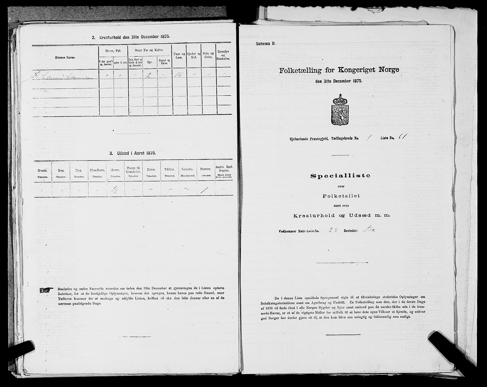 SAST, 1875 census for 1133P Hjelmeland, 1875, p. 193