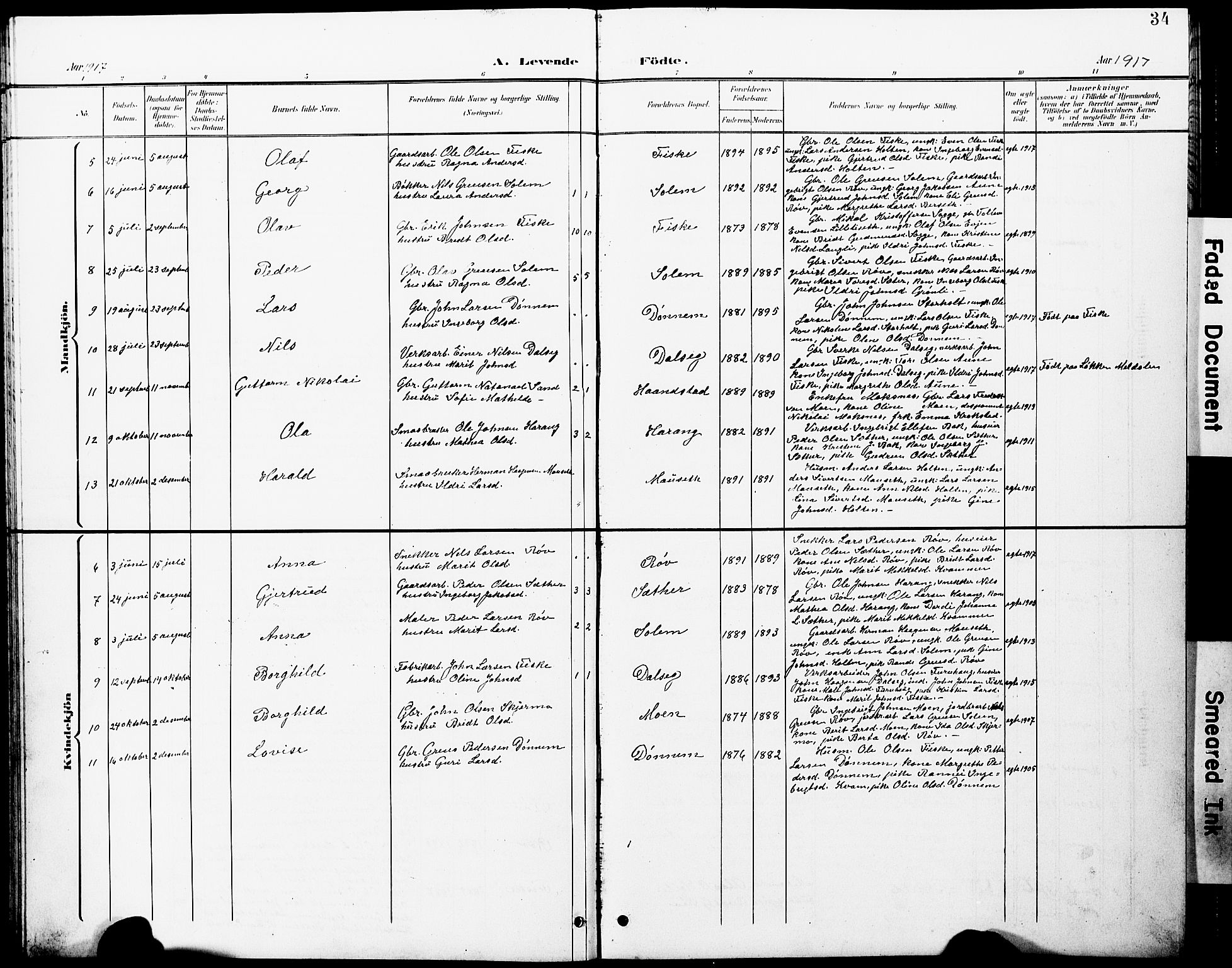 Ministerialprotokoller, klokkerbøker og fødselsregistre - Møre og Romsdal, AV/SAT-A-1454/597/L1065: Parish register (copy) no. 597C02, 1899-1930, p. 34