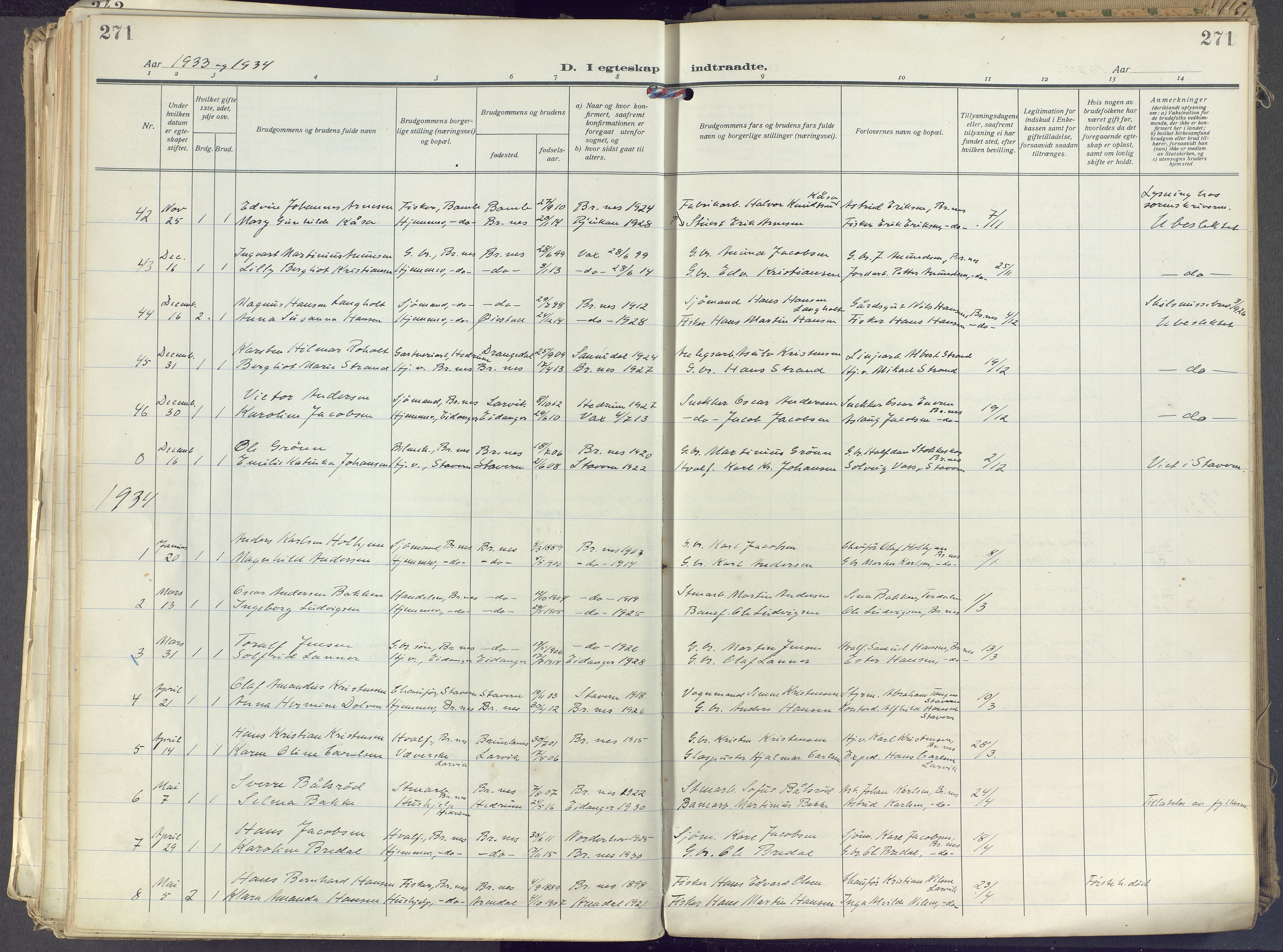 Brunlanes kirkebøker, SAKO/A-342/F/Fc/L0004: Parish register (official) no. III 4, 1923-1943, p. 271