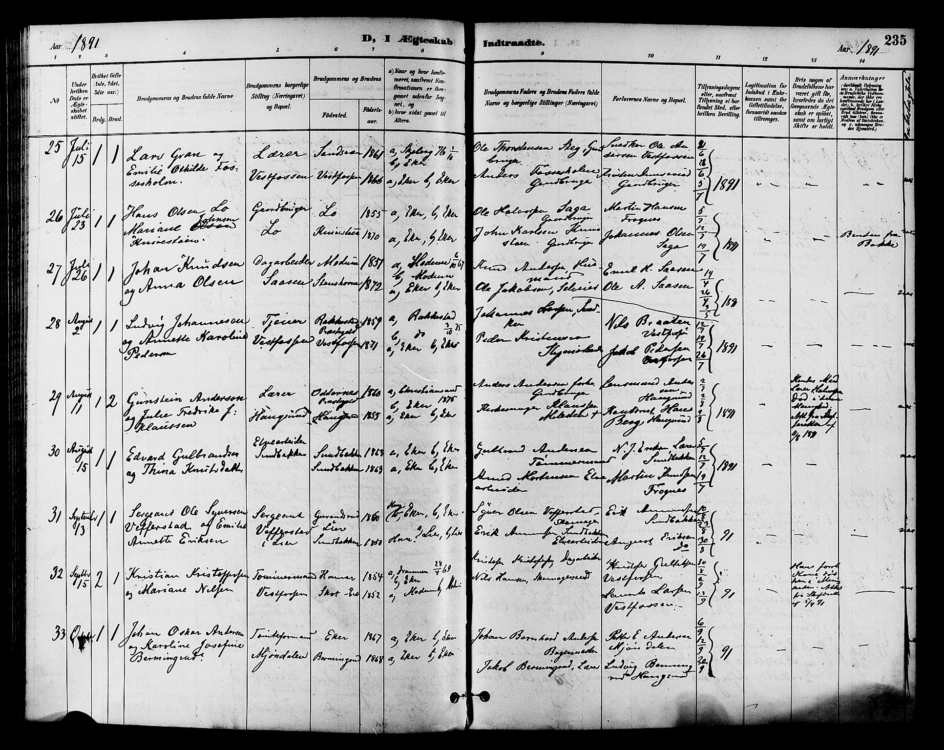 Eiker kirkebøker, AV/SAKO-A-4/F/Fb/L0002: Parish register (official) no. II 2, 1889-1896, p. 235