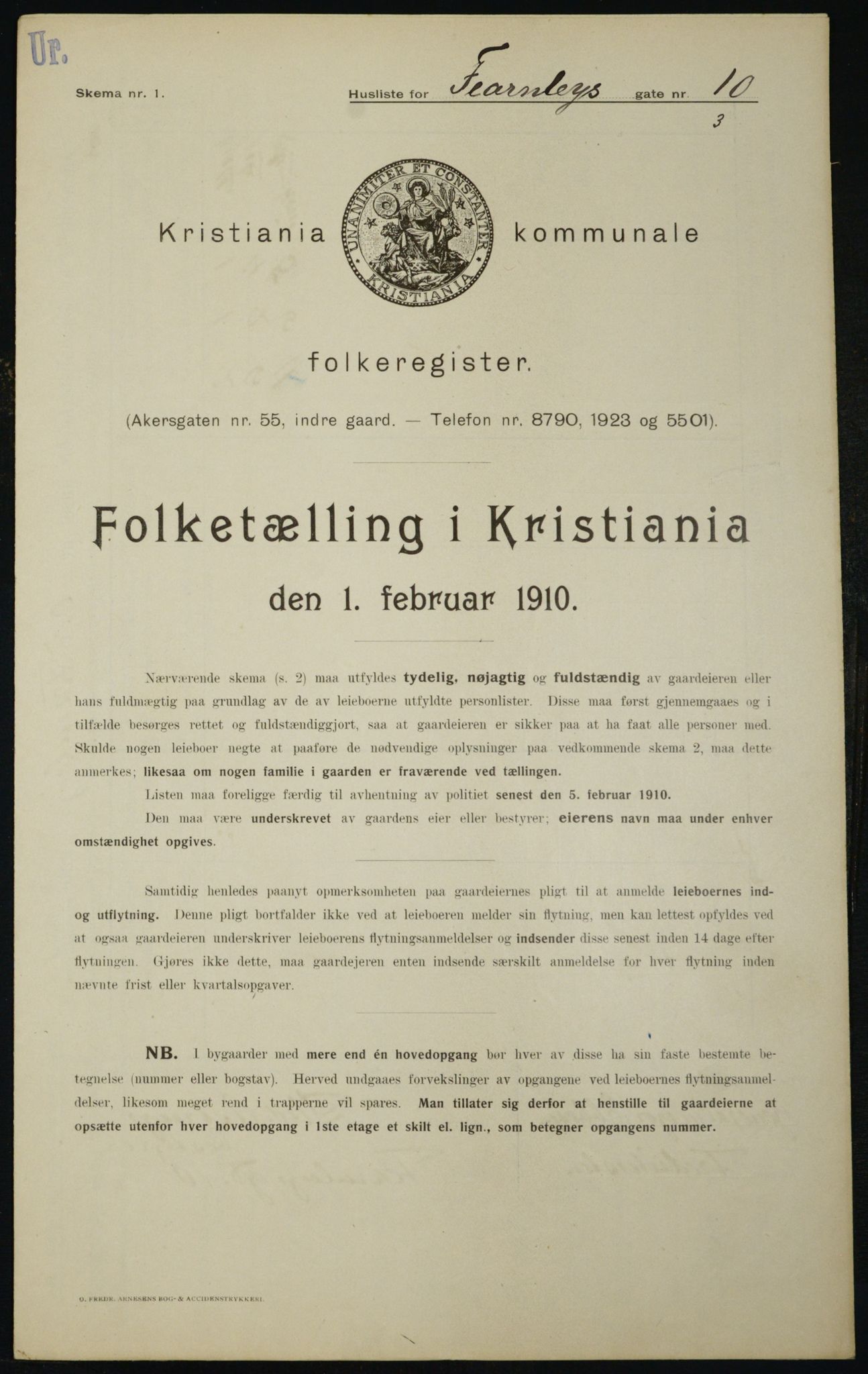 OBA, Municipal Census 1910 for Kristiania, 1910, p. 22531