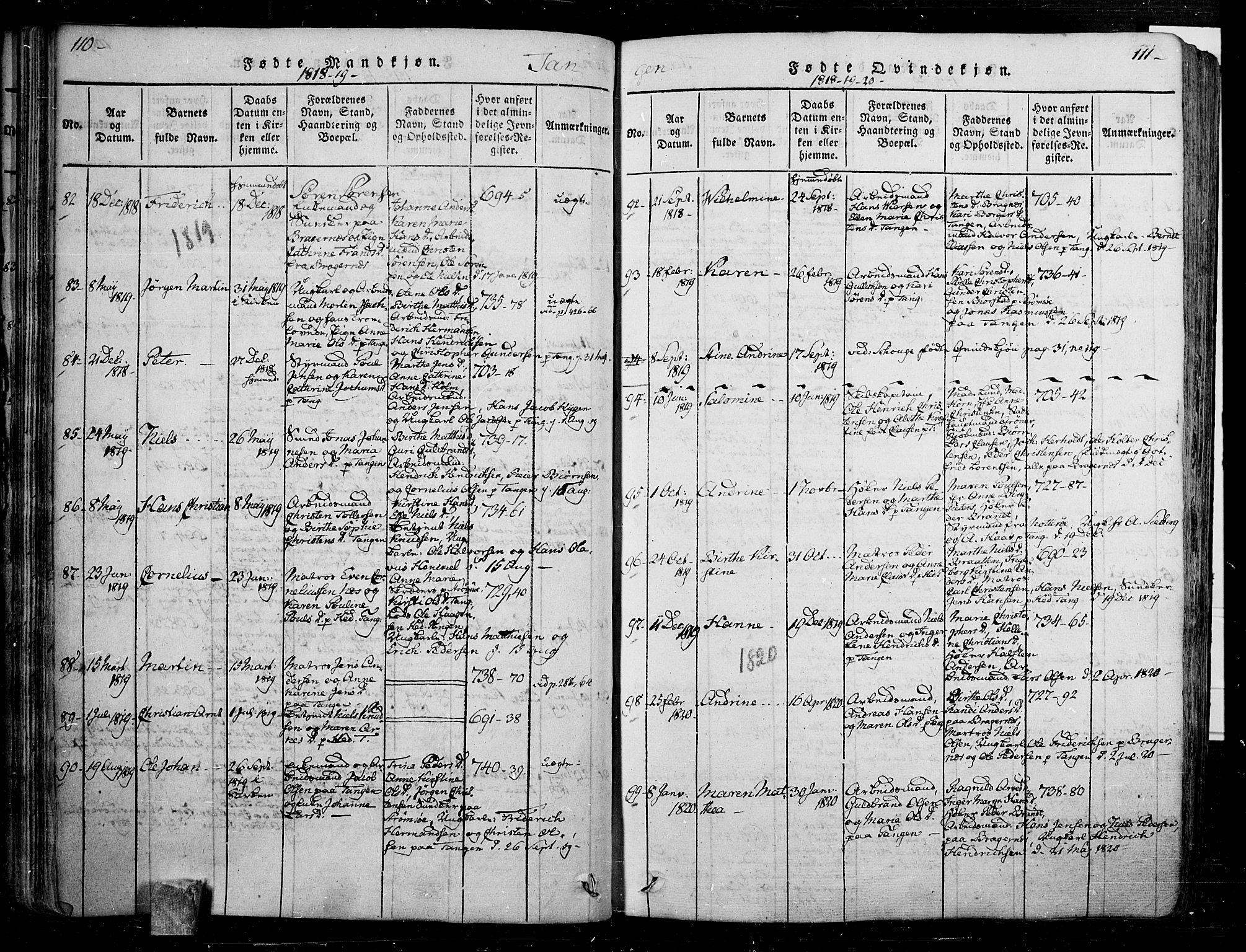 Skoger kirkebøker, AV/SAKO-A-59/F/Fa/L0002: Parish register (official) no. I 2 /2, 1814-1842, p. 110-111