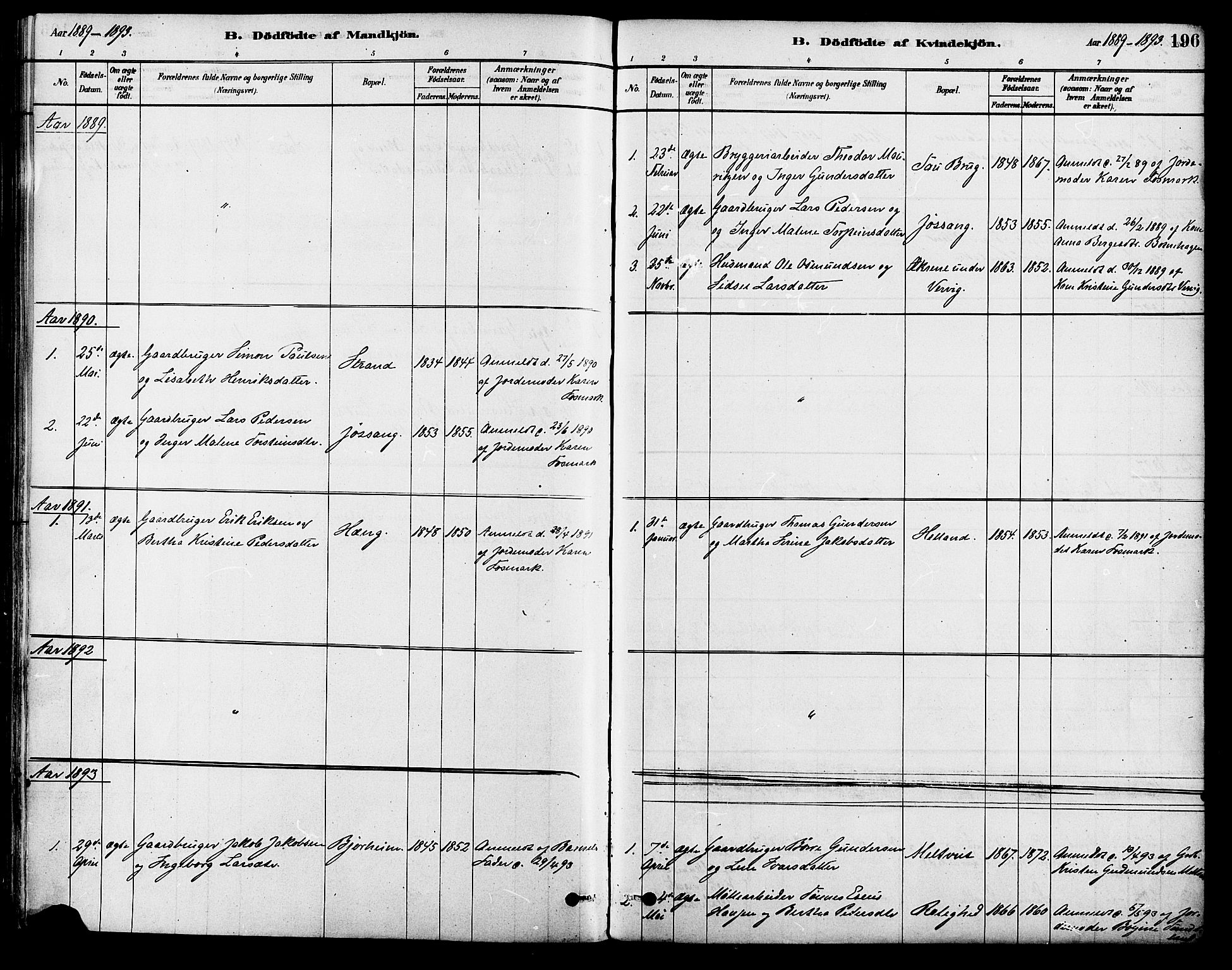 Strand sokneprestkontor, SAST/A-101828/H/Ha/Haa/L0009: Parish register (official) no. A 9, 1877-1908, p. 196