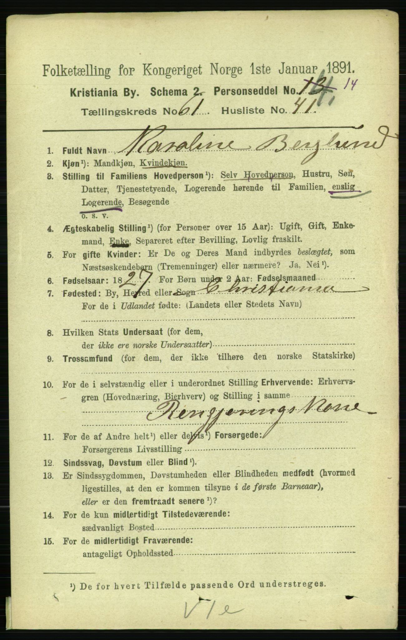 RA, 1891 census for 0301 Kristiania, 1891, p. 32984