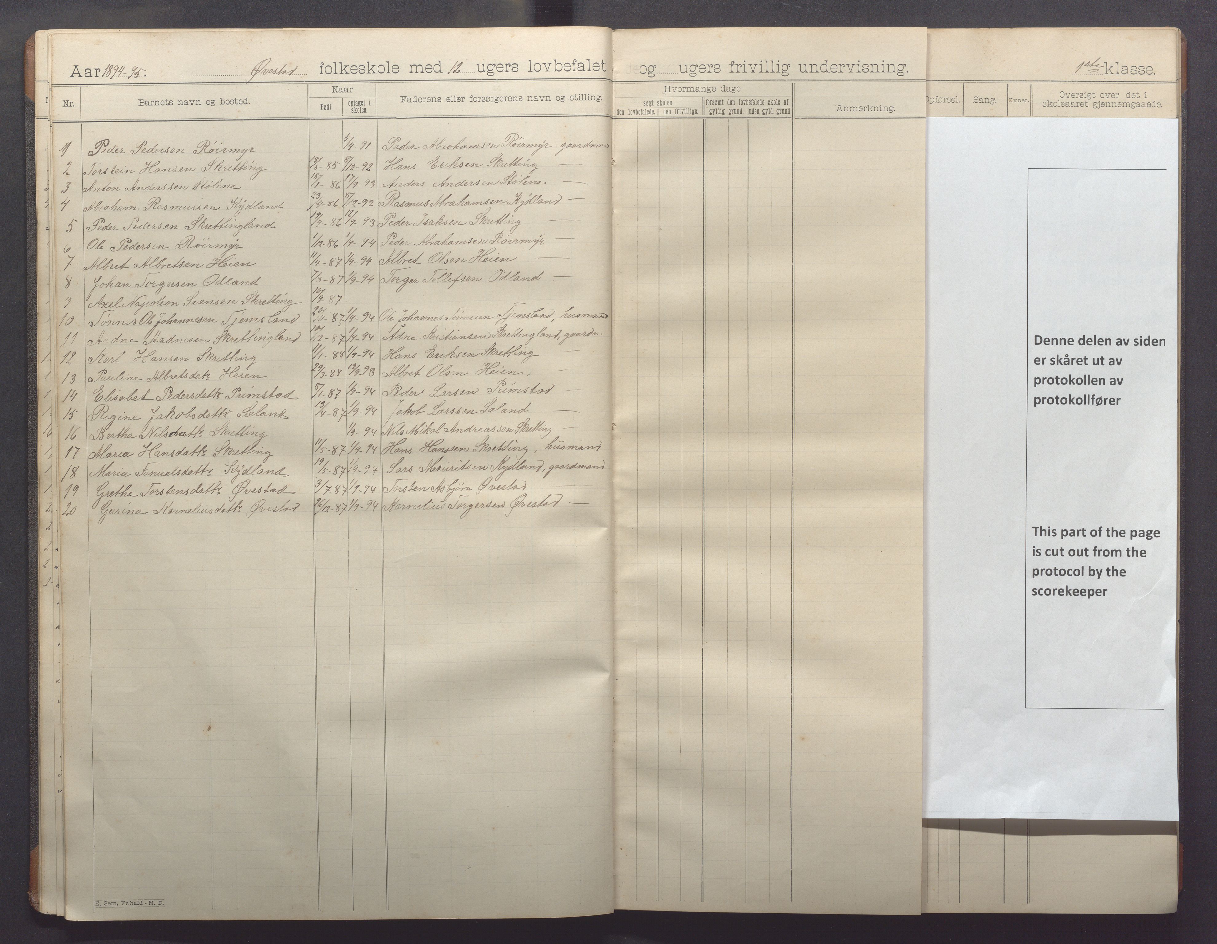 Varhaug kommune- Lerbrekk skule, IKAR/K-100961/H/L0001: Skuleprotokoll, 1892-1902, p. 13