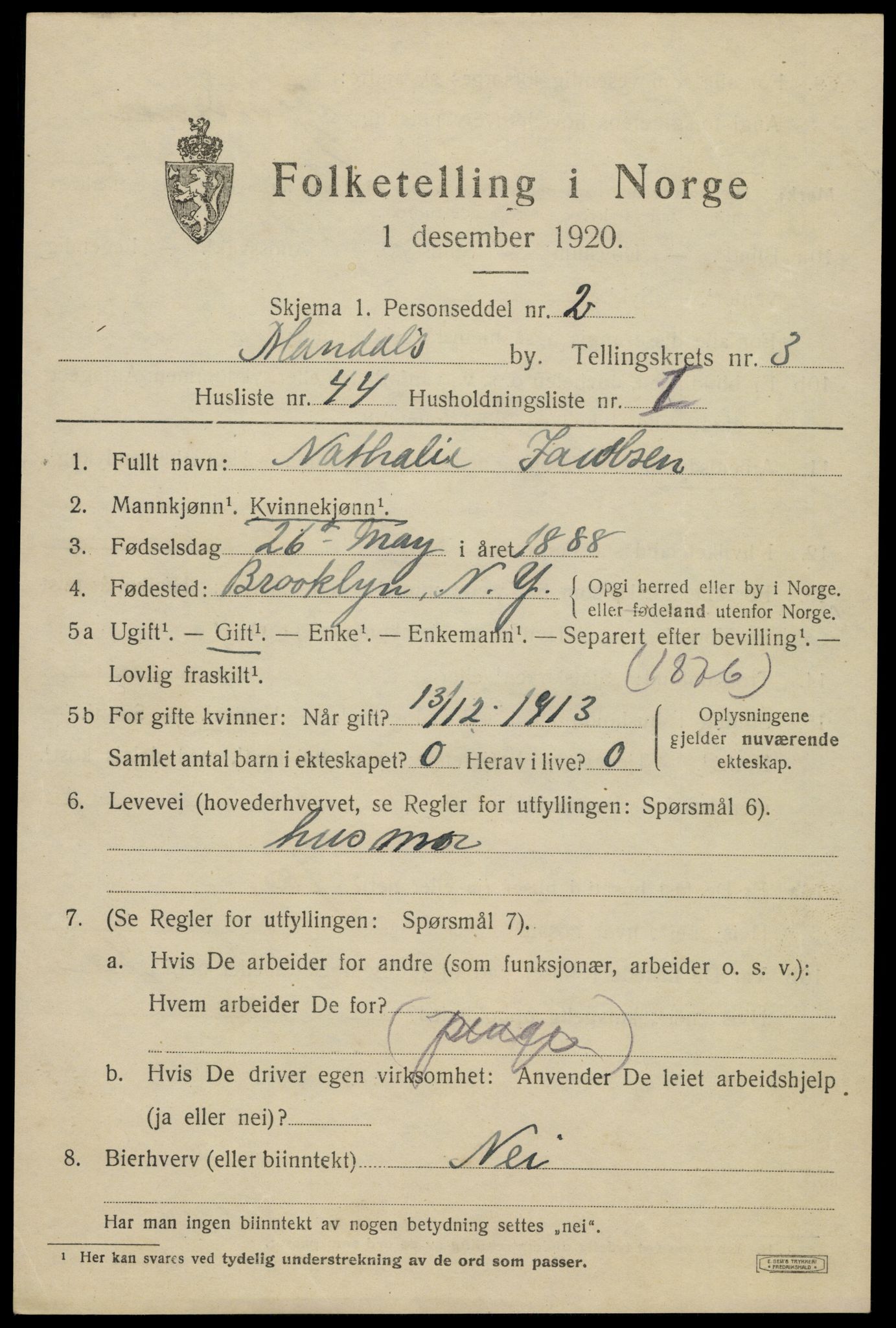 SAK, 1920 census for Mandal, 1920, p. 5889
