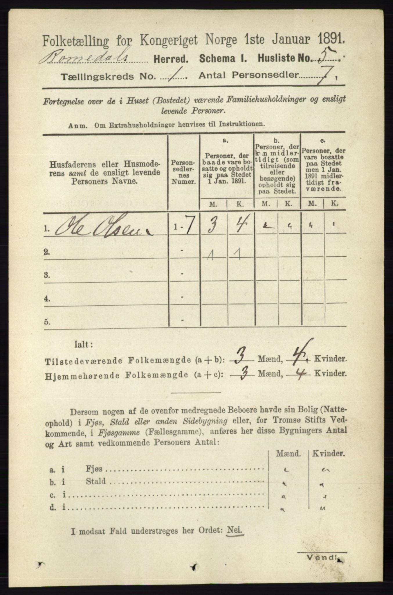 RA, 1891 census for 0416 Romedal, 1891, p. 35