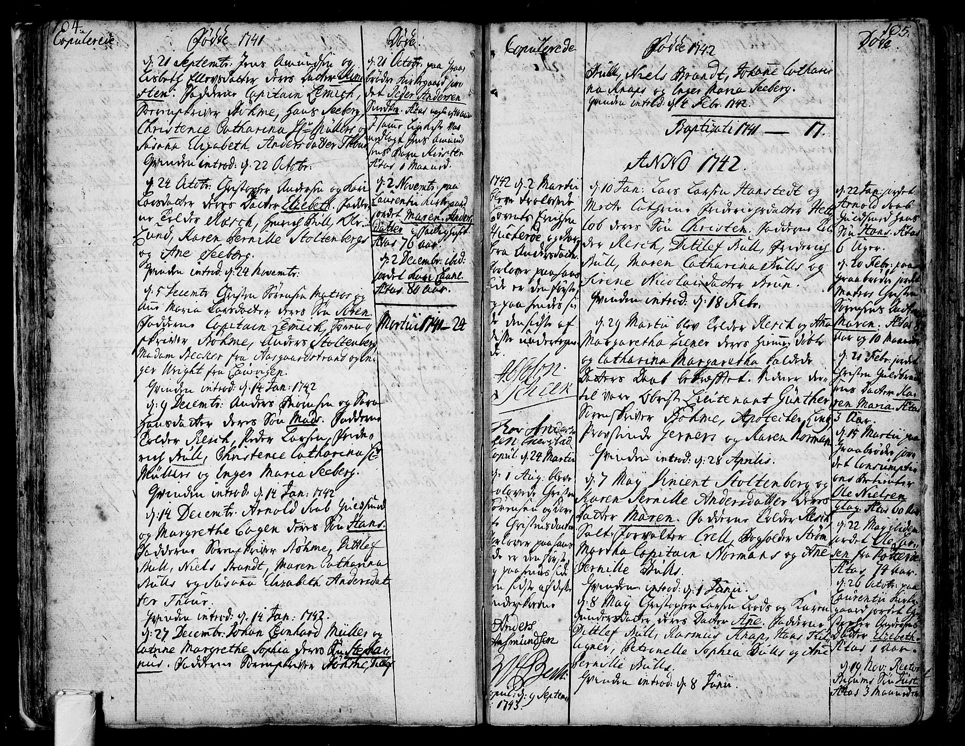 Tønsberg kirkebøker, SAKO/A-330/F/Fb/L0001: Parish register (official) no. II 1, 1690-1796, p. 104-105