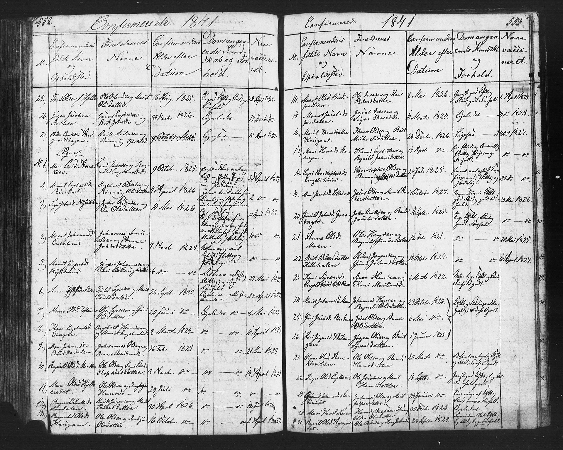 Lesja prestekontor, SAH/PREST-068/H/Ha/Hab/L0002: Parish register (copy) no. 2, 1832-1850, p. 552-553