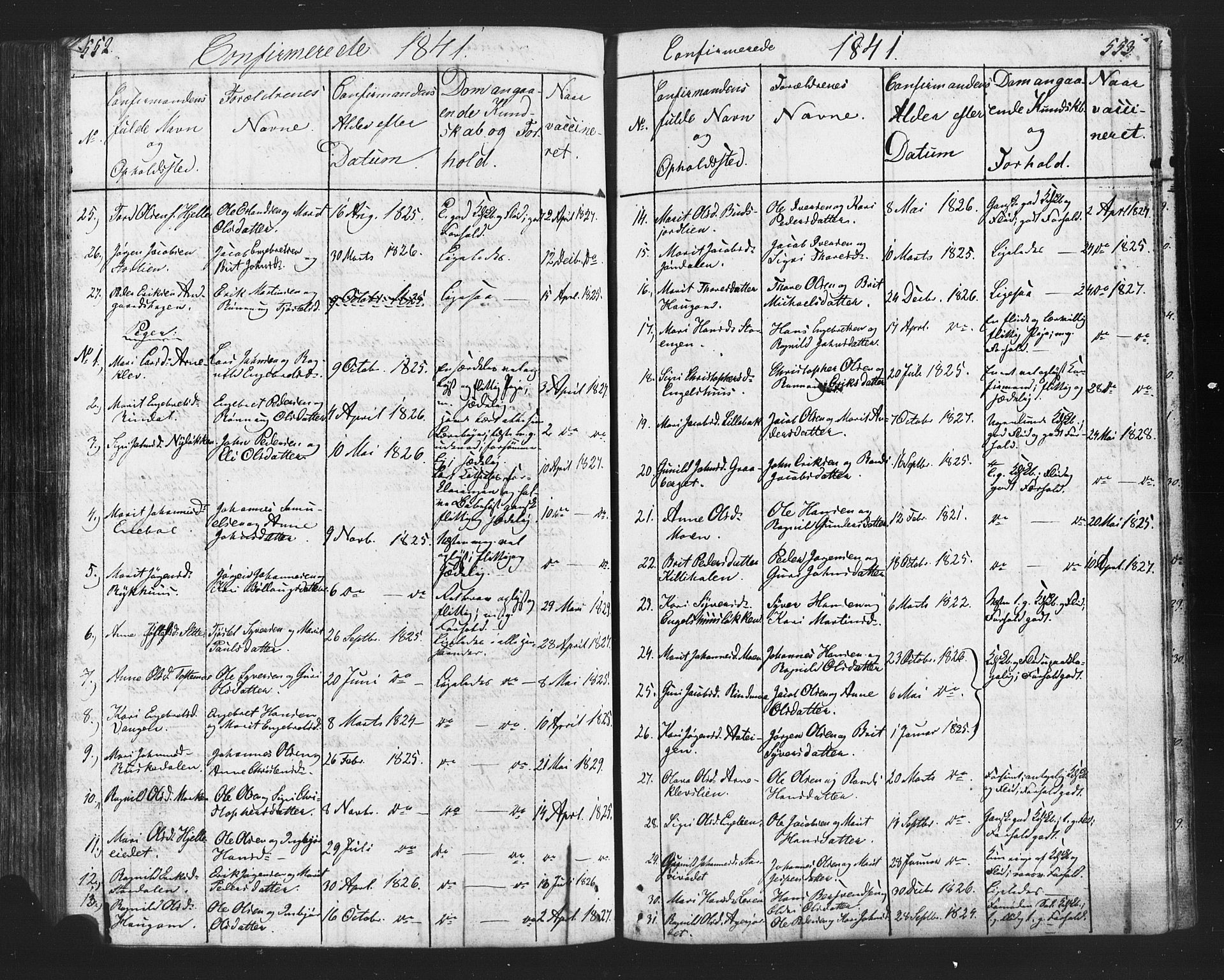 Lesja prestekontor, AV/SAH-PREST-068/H/Ha/Hab/L0002: Parish register (copy) no. 2, 1832-1850, p. 552-553