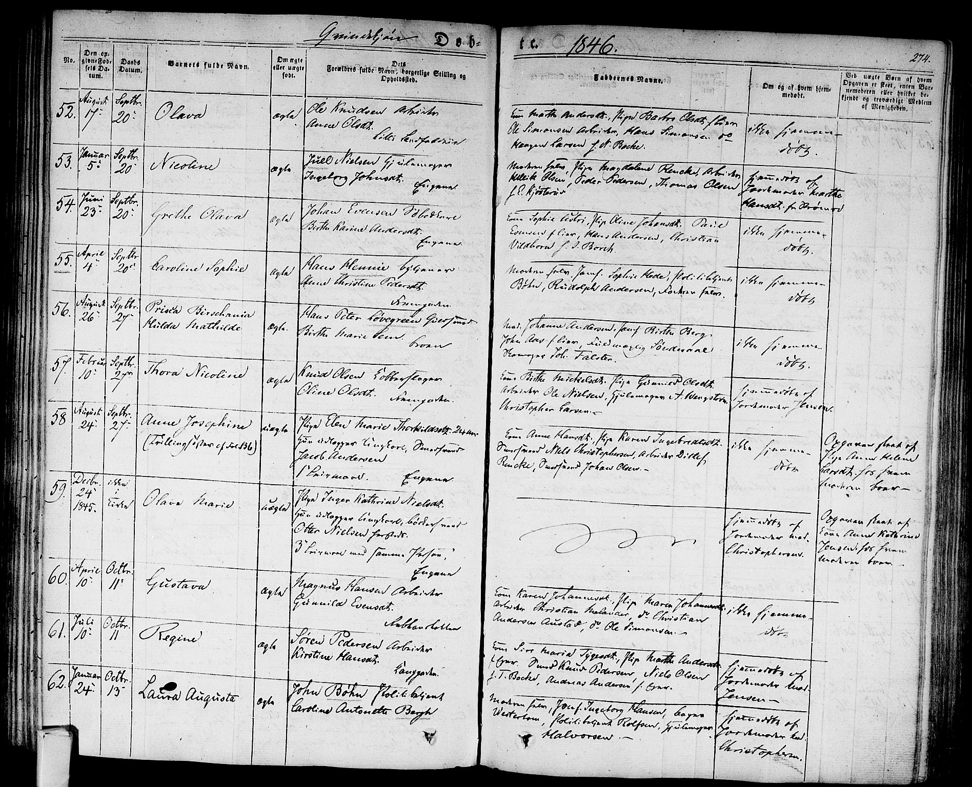 Bragernes kirkebøker, AV/SAKO-A-6/F/Fb/L0001: Parish register (official) no. II 1, 1830-1847, p. 274