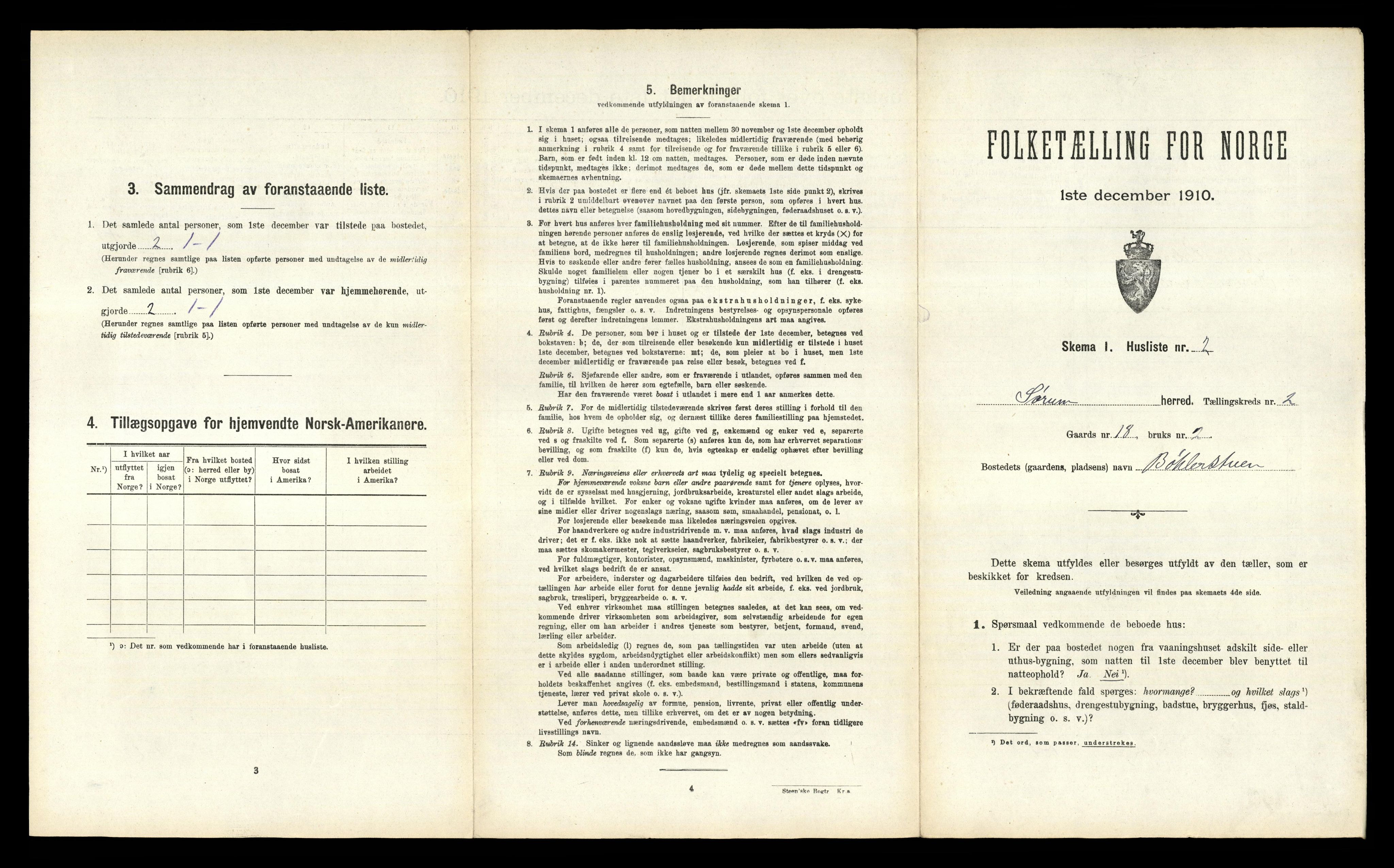 RA, 1910 census for Sørum, 1910, p. 129