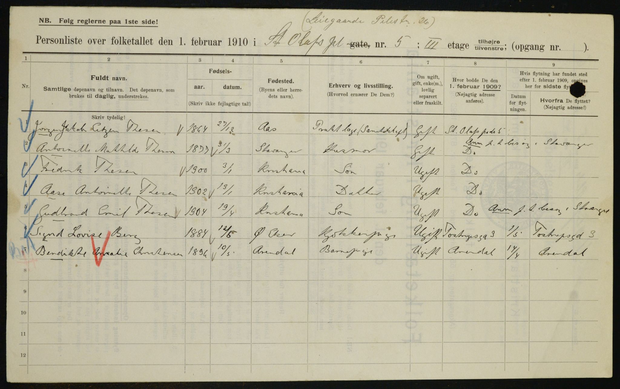 OBA, Municipal Census 1910 for Kristiania, 1910, p. 84530