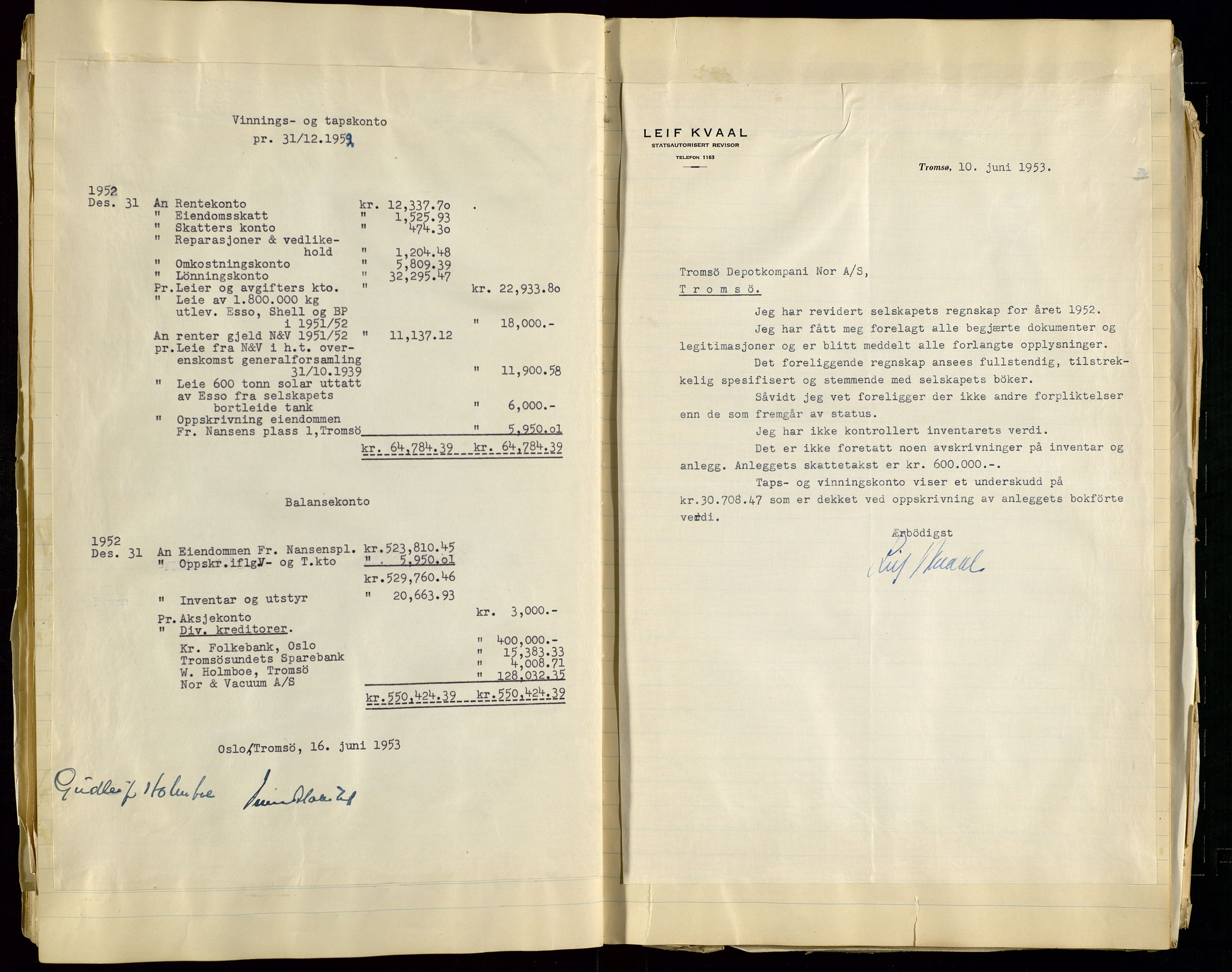 Pa 1518 - Tromsø Depotkompani NOR A/S, AV/SAST-A-101923/A/L0001: Styreprotokoll, 1939-1959, p. 44