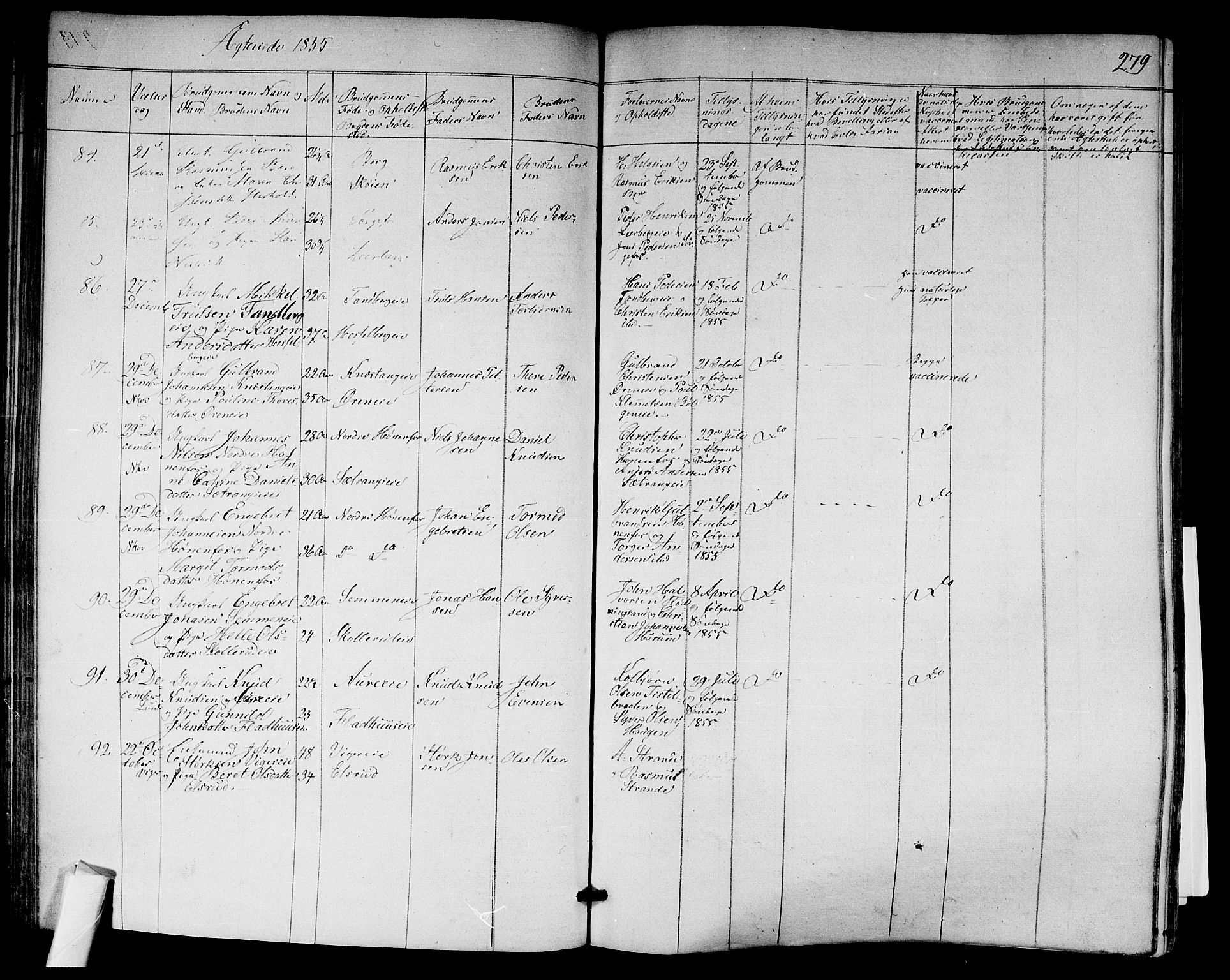 Norderhov kirkebøker, AV/SAKO-A-237/F/Fa/L0011: Parish register (official) no. 11, 1847-1856, p. 279