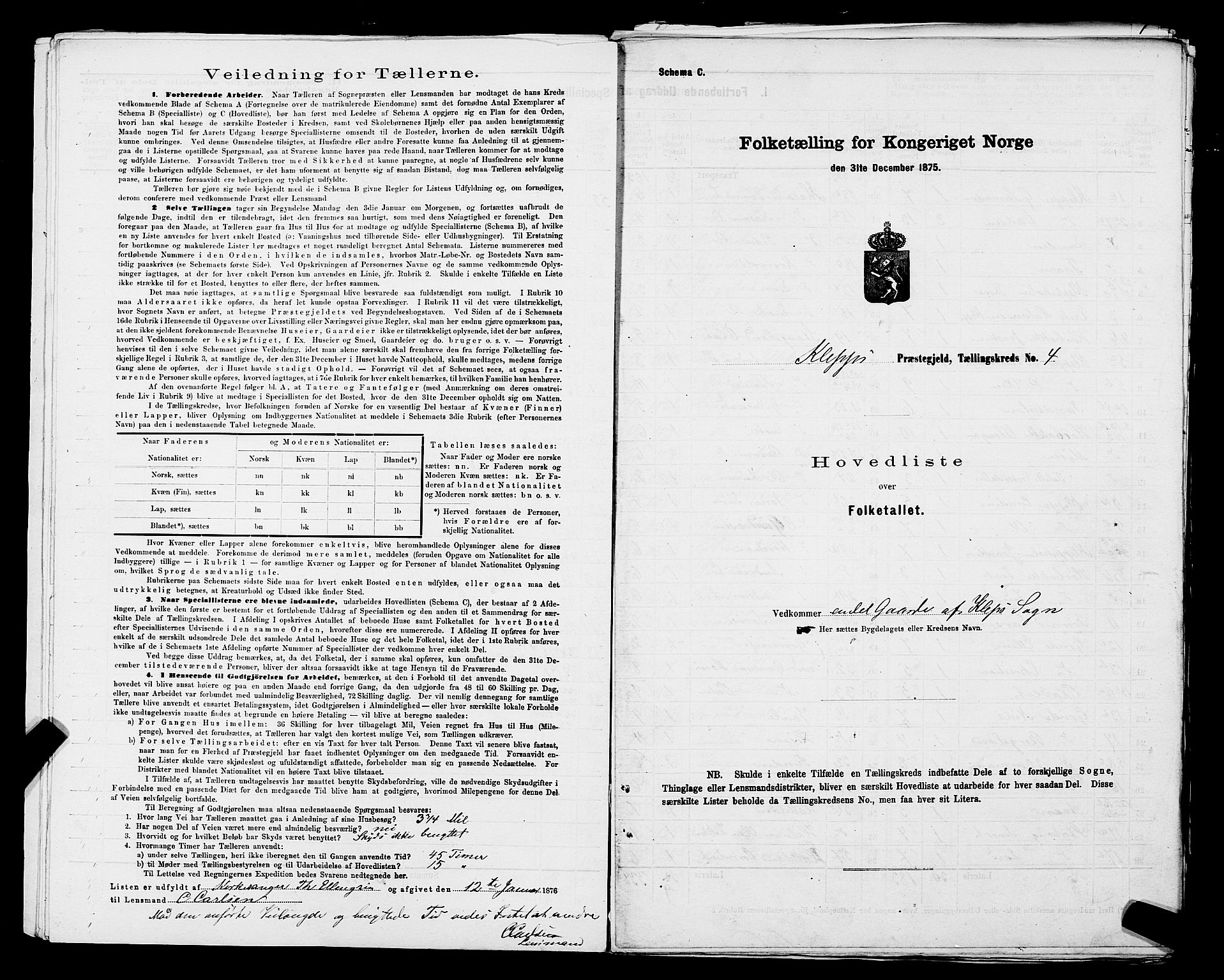 SAST, 1875 census for 1120P Klepp, 1875, p. 10