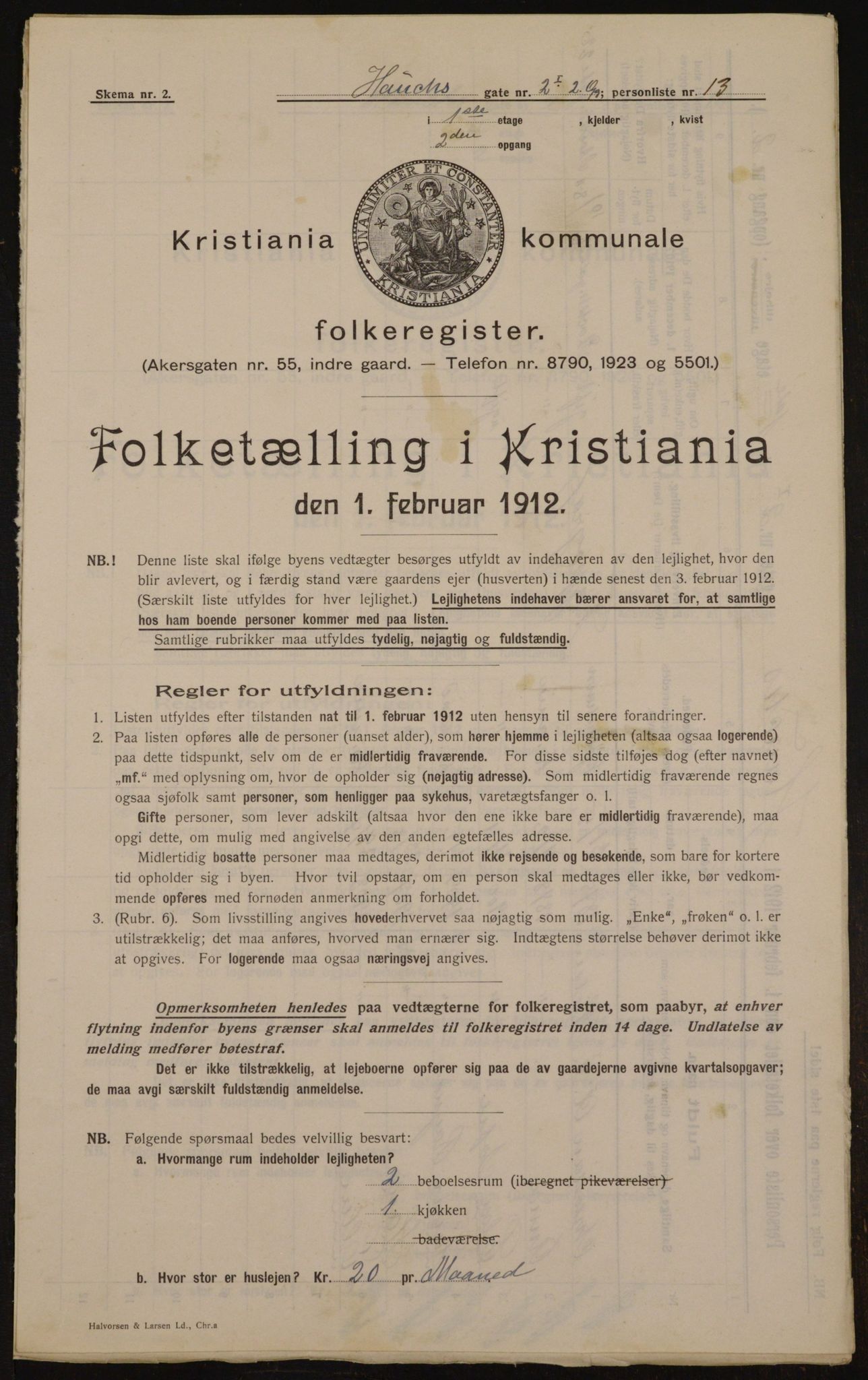 OBA, Municipal Census 1912 for Kristiania, 1912, p. 35412