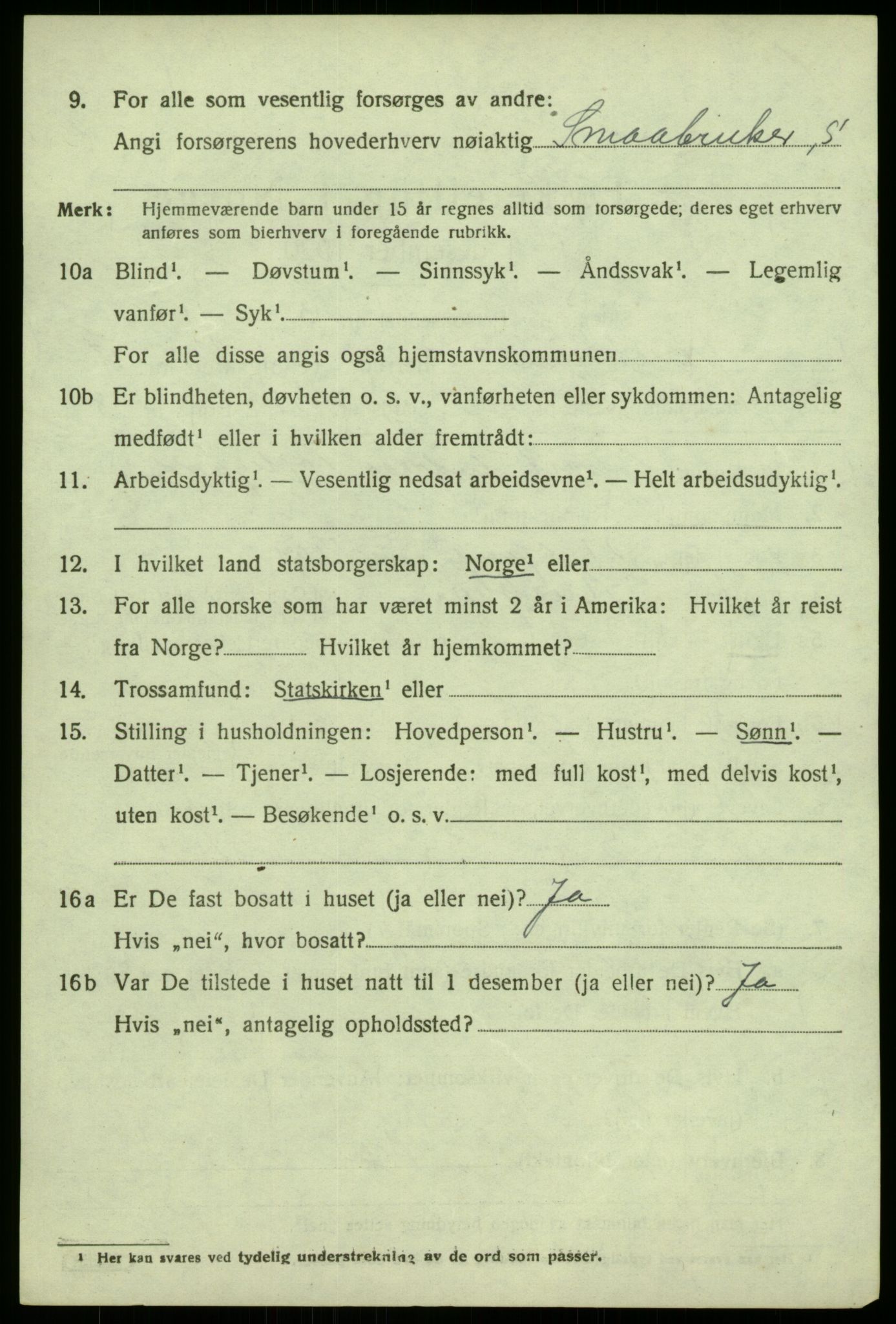 SAB, 1920 census for Austrheim, 1920, p. 2301