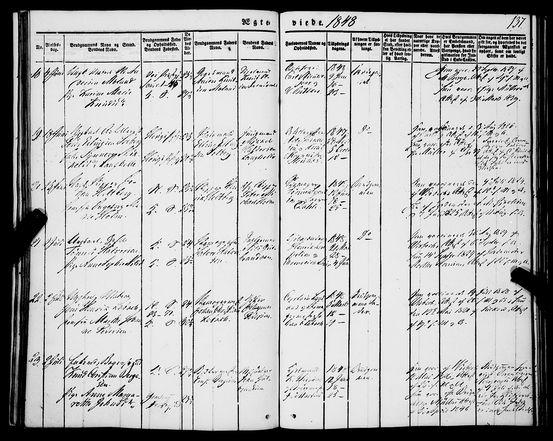 Korskirken sokneprestembete, AV/SAB-A-76101/H/Haa/L0034: Parish register (official) no. D 1, 1832-1852, p. 137