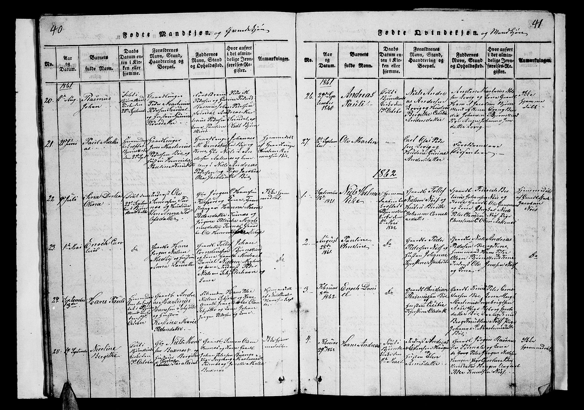 Ministerialprotokoller, klokkerbøker og fødselsregistre - Nordland, SAT/A-1459/899/L1446: Parish register (copy) no. 899C01, 1820-1868, p. 40-41