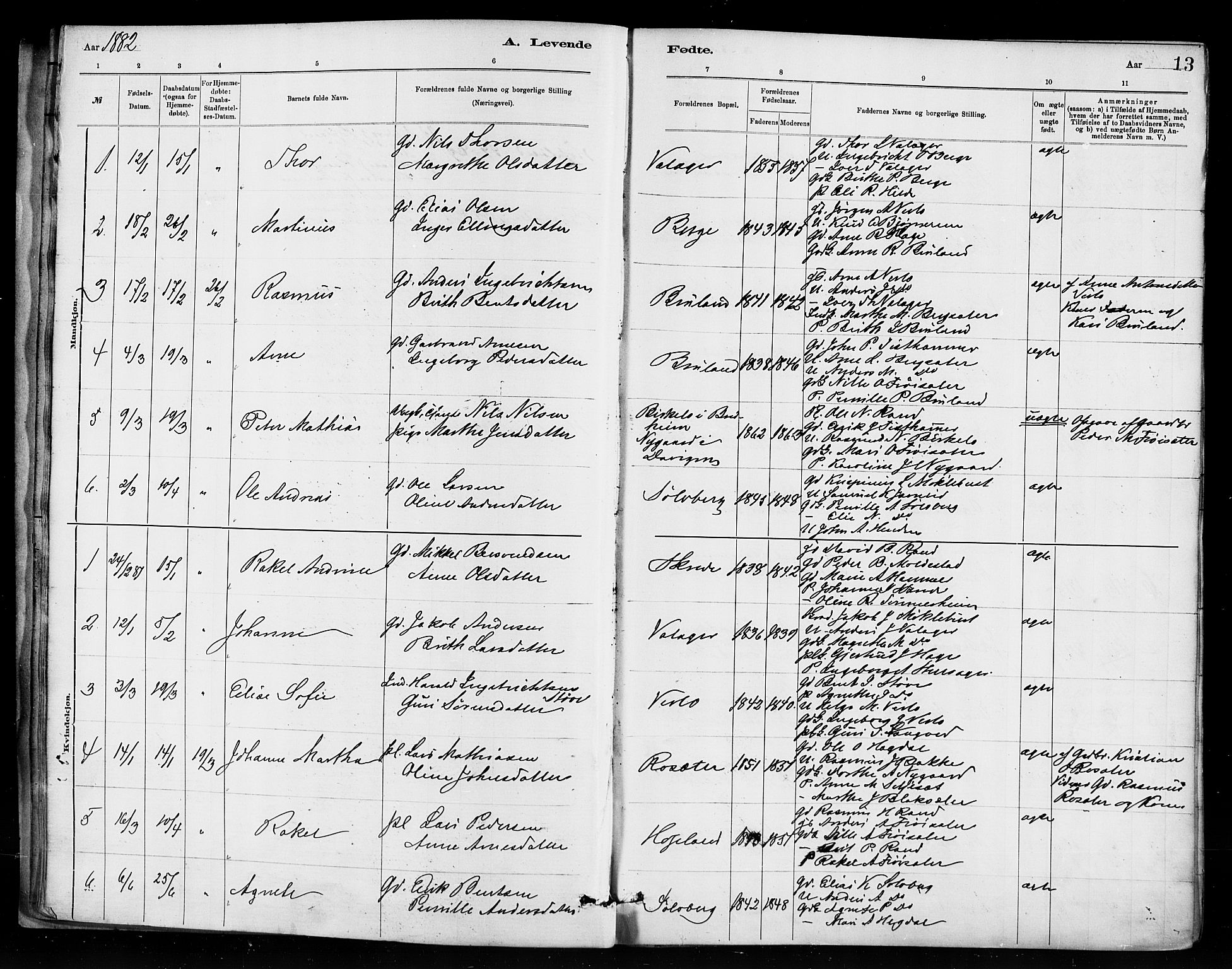 Innvik sokneprestembete, AV/SAB-A-80501: Parish register (official) no. D 1, 1879-1900, p. 13