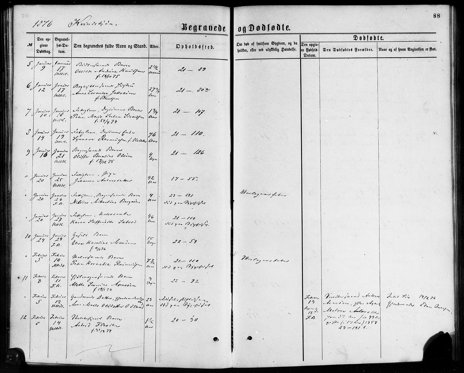 Korskirken sokneprestembete, AV/SAB-A-76101/H/Haa/L0046: Parish register (official) no. E 4, 1875-1883, p. 88