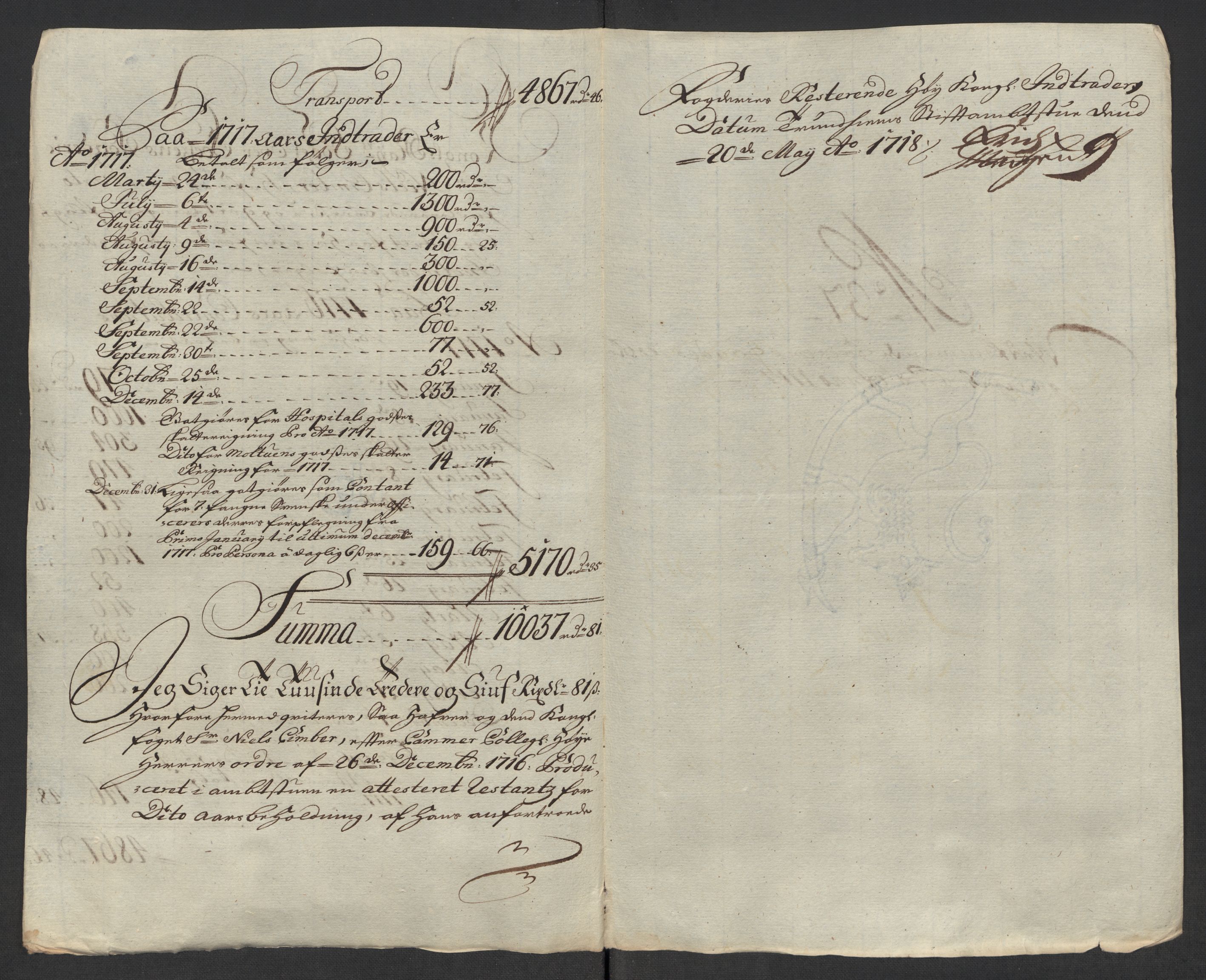 Rentekammeret inntil 1814, Reviderte regnskaper, Fogderegnskap, RA/EA-4092/R57/L3865: Fogderegnskap Fosen, 1717, p. 230