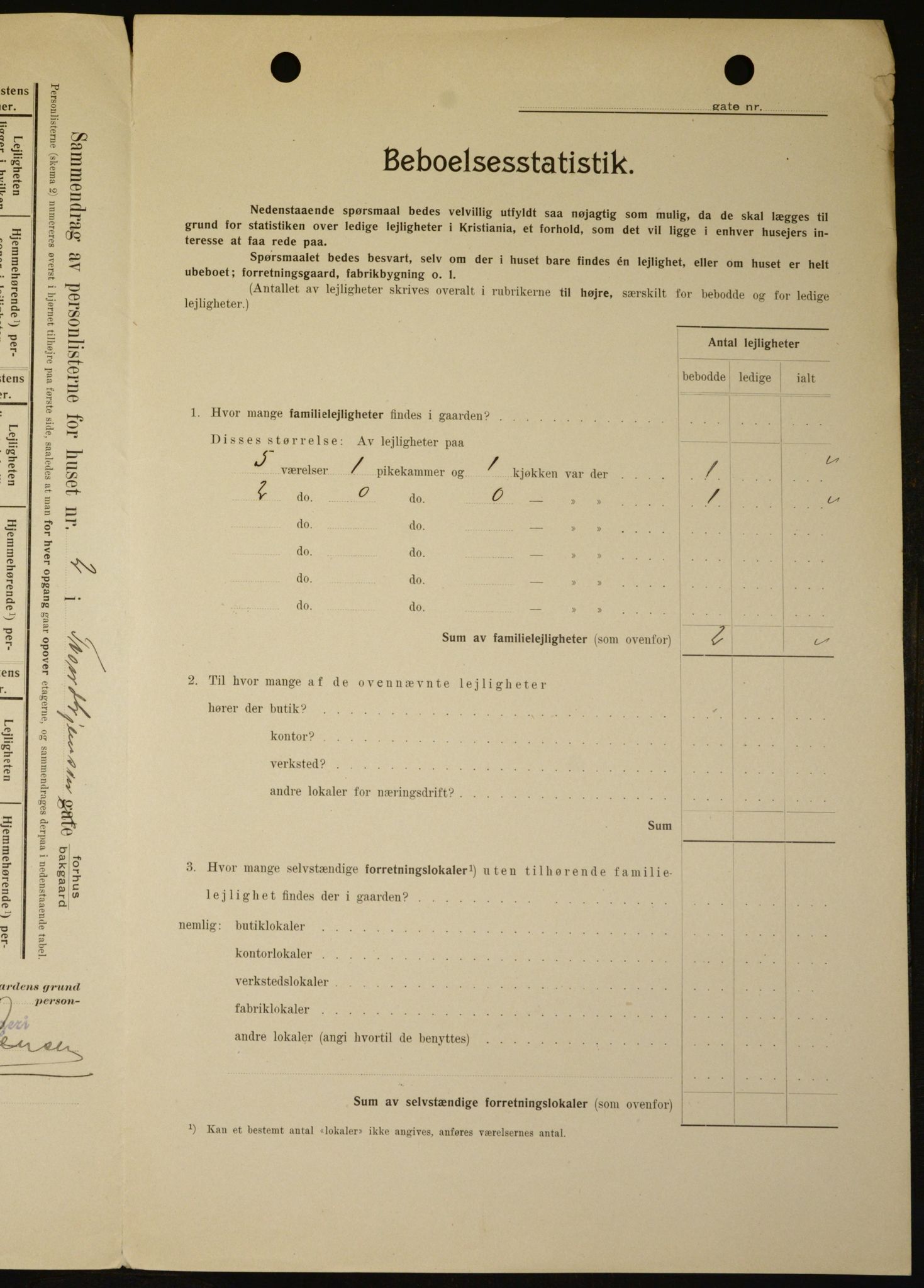 OBA, Municipal Census 1909 for Kristiania, 1909, p. 105198