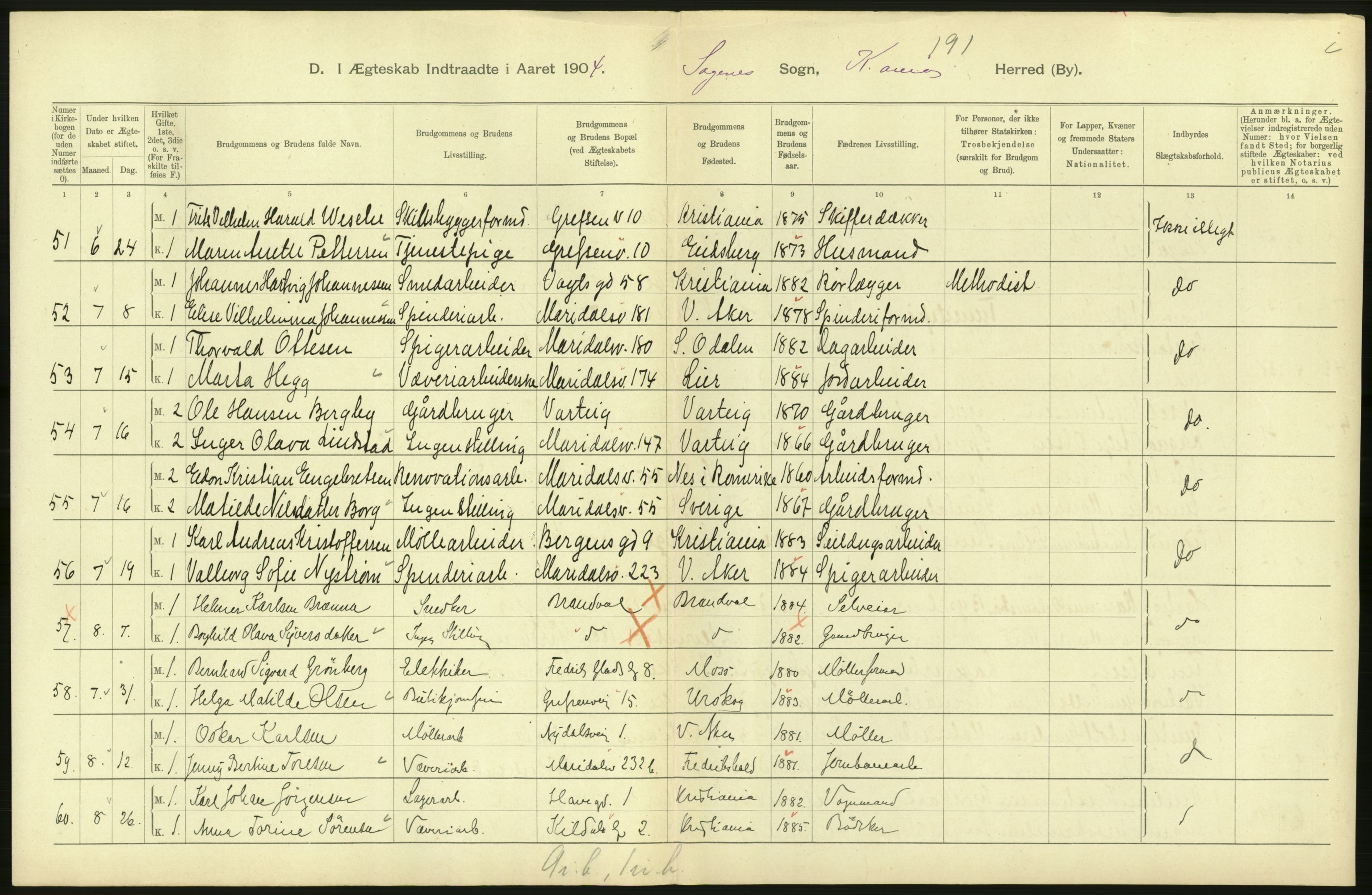 Statistisk sentralbyrå, Sosiodemografiske emner, Befolkning, RA/S-2228/D/Df/Dfa/Dfab/L0004: Kristiania: Gifte, døde, 1904, p. 188