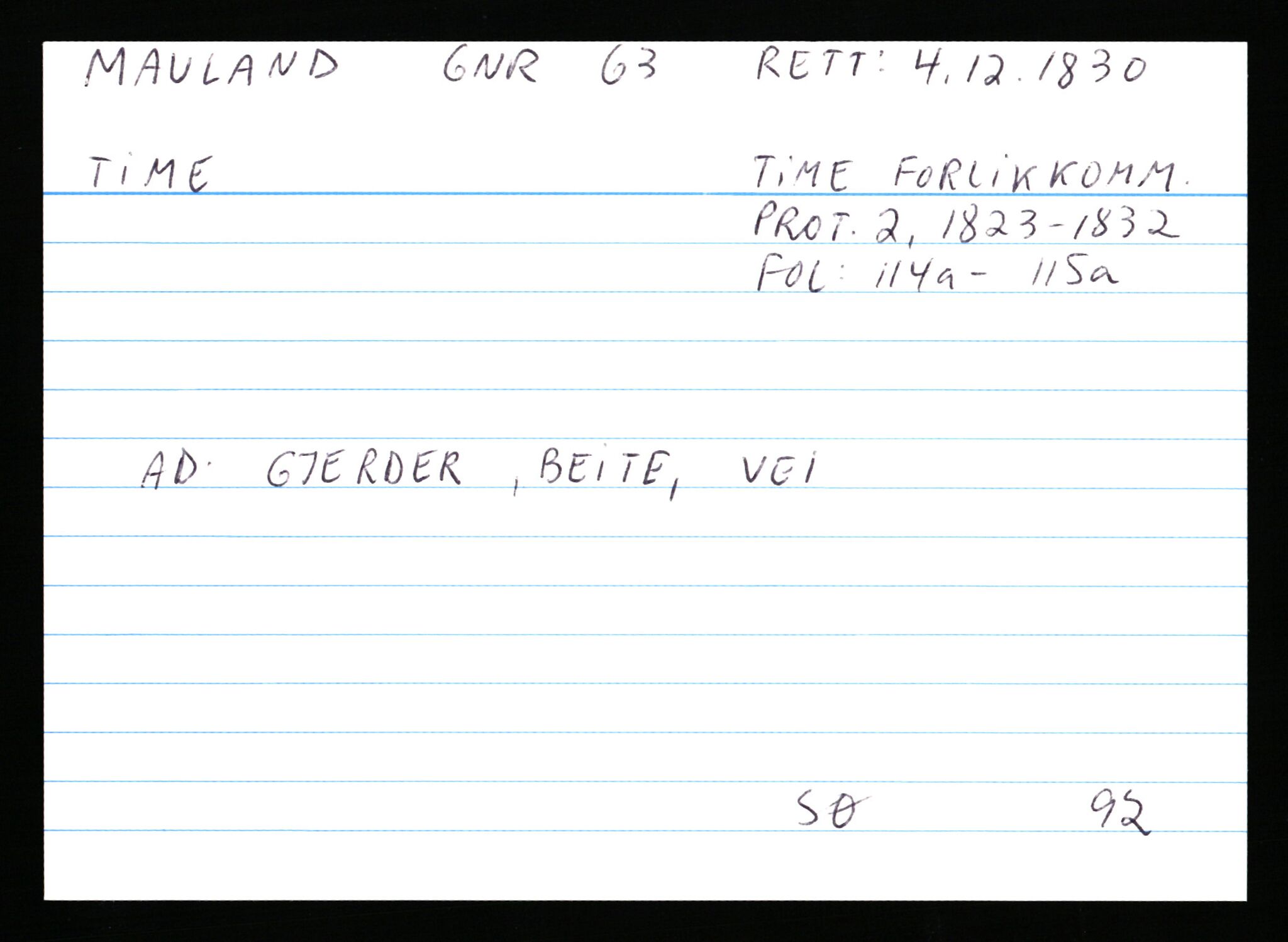 Statsarkivet i Stavanger, AV/SAST-A-101971/03/Y/Ym/L0038: Åstedskort sortert etter gårdsnavn: Mauland - Mo, 1600-1950, p. 20