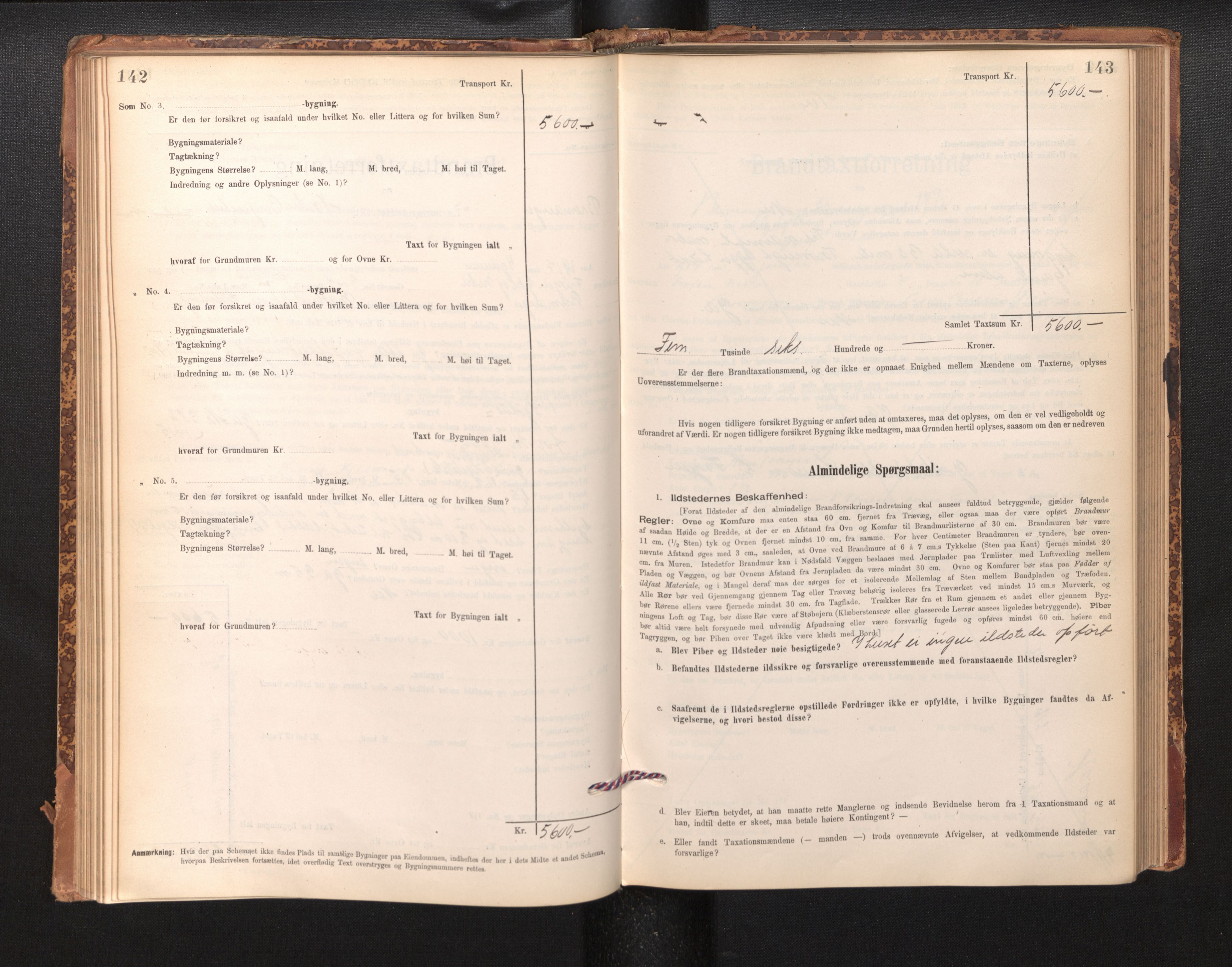 Lensmannen i Bremanger, AV/SAB-A-26701/0012/L0007: Branntakstprotokoll, skjematakst, 1895-1936, p. 142-143