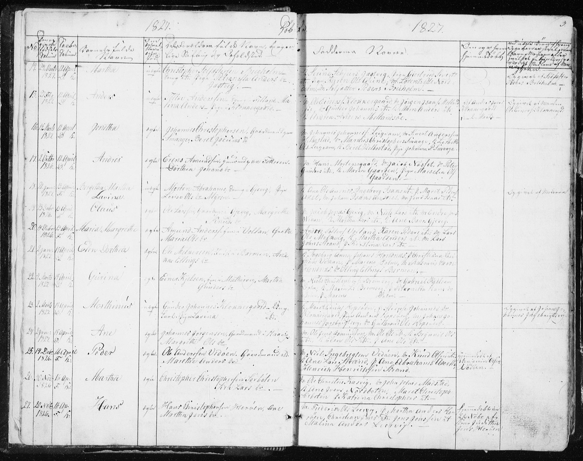 Ministerialprotokoller, klokkerbøker og fødselsregistre - Sør-Trøndelag, SAT/A-1456/634/L0528: Parish register (official) no. 634A04, 1827-1842, p. 3