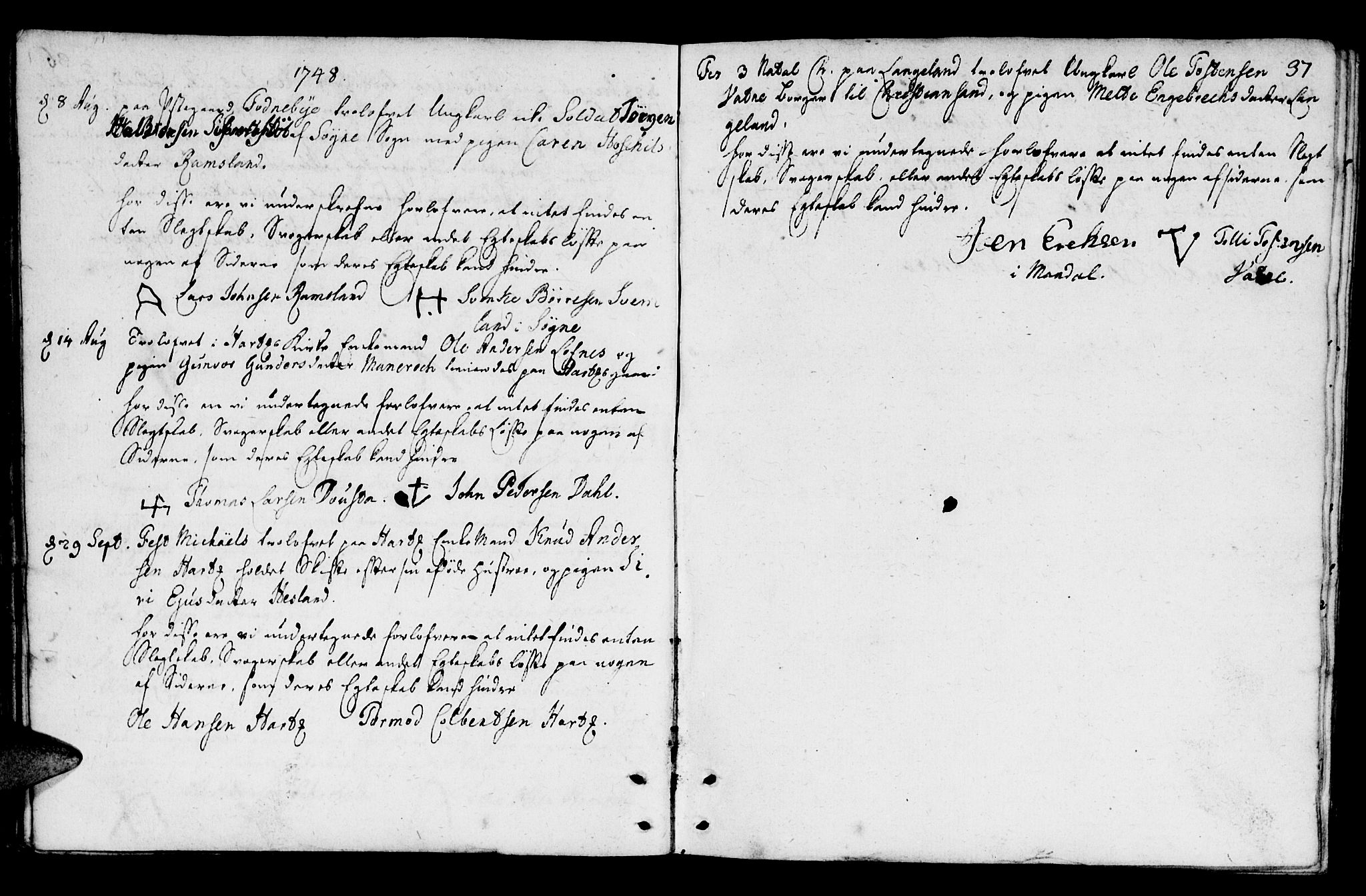 Mandal sokneprestkontor, SAK/1111-0030/F/Fa/Fab/L0001: Parish register (official) no. A 1, 1720-1793, p. 37
