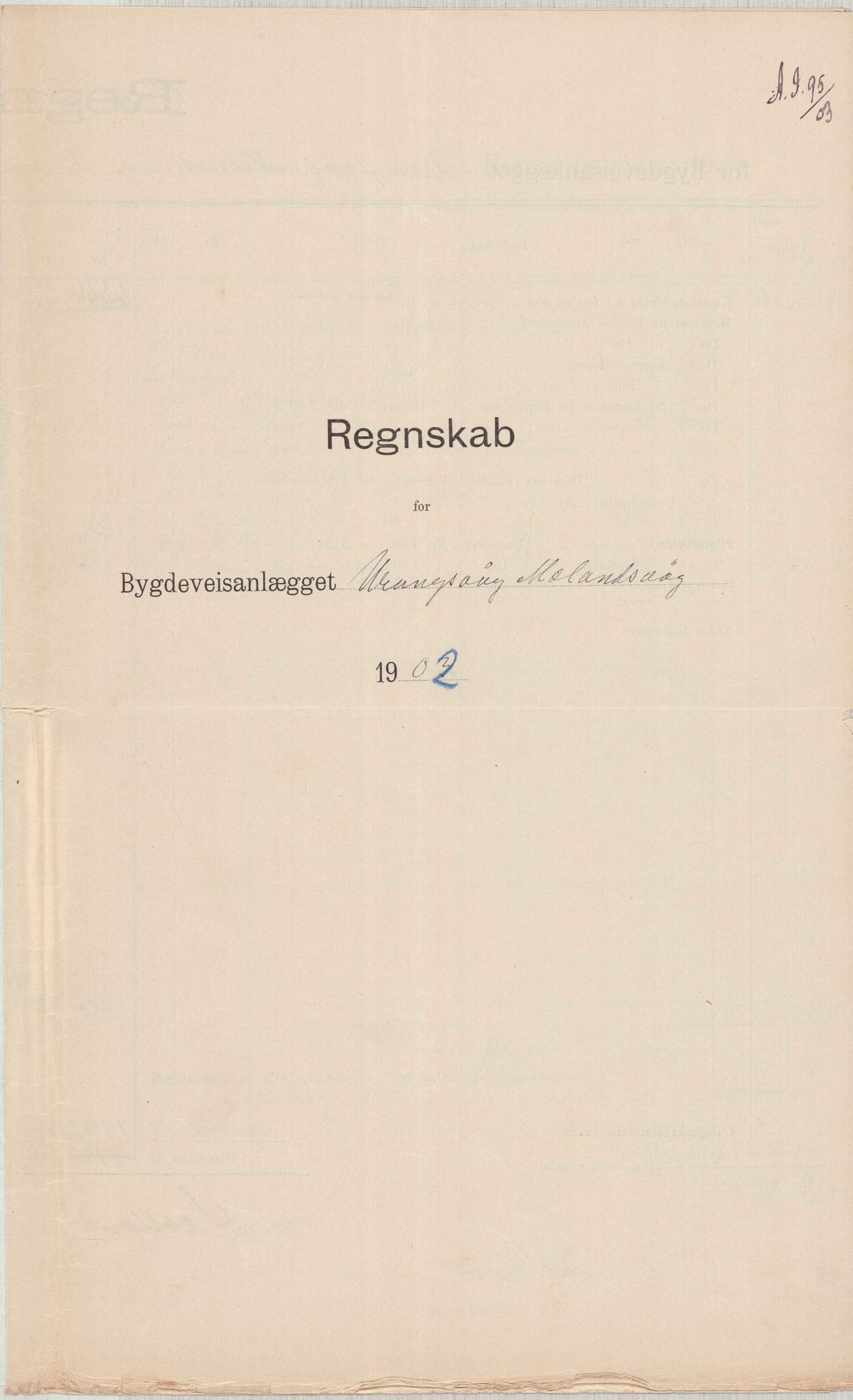 Finnaas kommune. Formannskapet, IKAH/1218a-021/E/Ea/L0002/0002: Rekneskap for veganlegg / Rekneskap for veganlegget Urangsvåg - Mælandsvåg, 1901-1903, p. 75