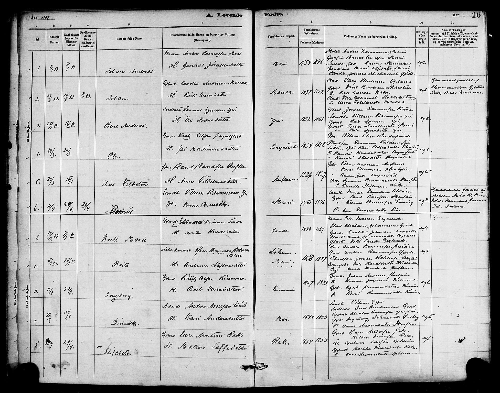 Innvik sokneprestembete, AV/SAB-A-80501: Parish register (official) no. C 1, 1879-1900, p. 16