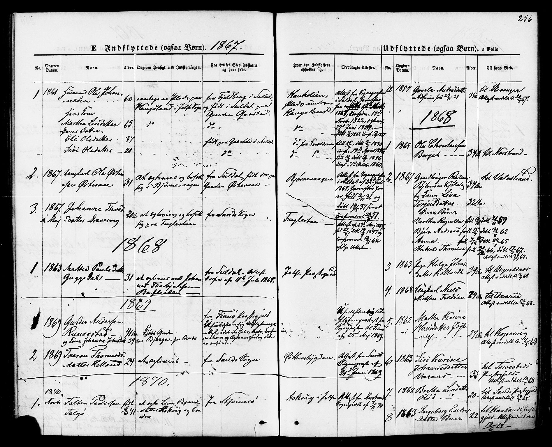 Jelsa sokneprestkontor, SAST/A-101842/01/IV: Parish register (official) no. A 8, 1867-1883, p. 256