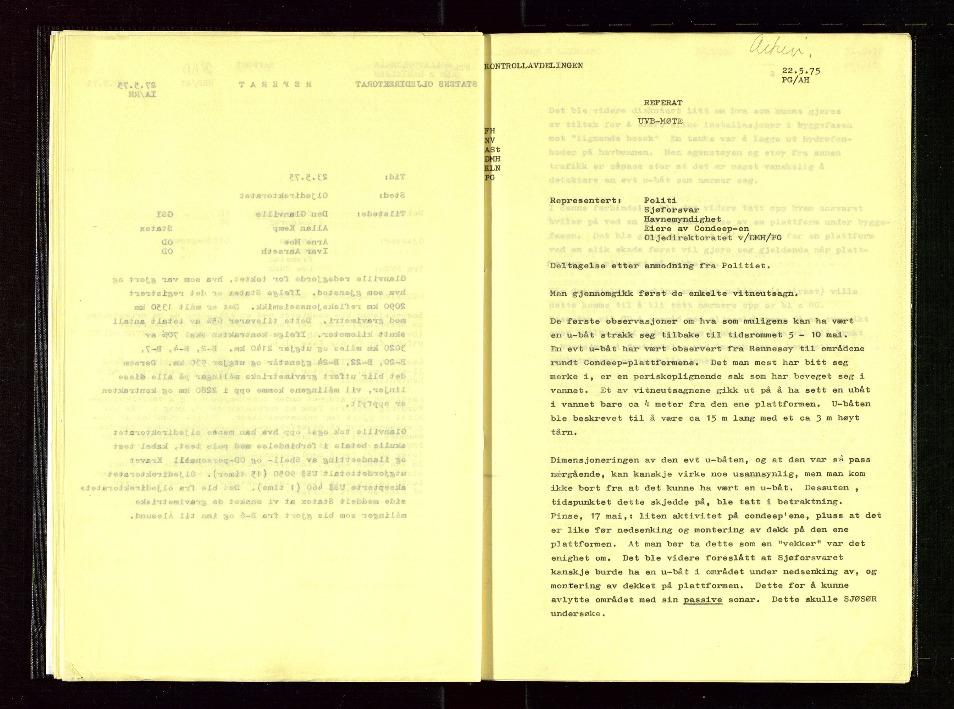 Oljedirektoratet, AV/SAST-A-101366/Aa/L0004: Referatprotokoller, 1975