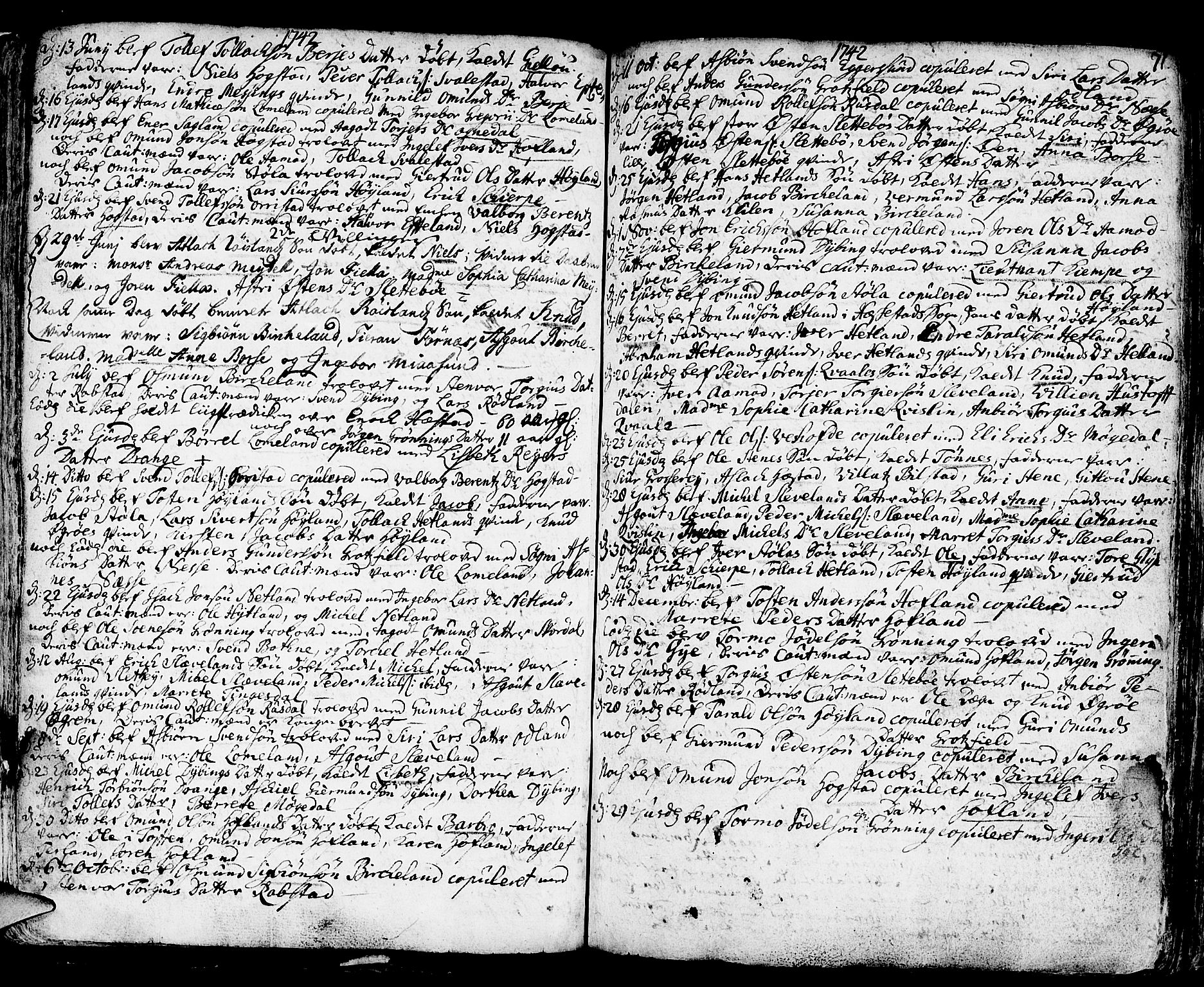 Helleland sokneprestkontor, AV/SAST-A-101810: Parish register (official) no. A 1 /1, 1713-1761, p. 71