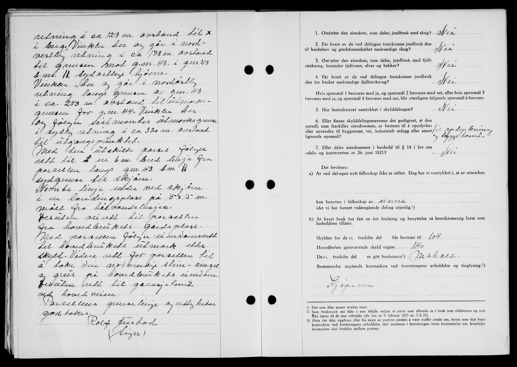 Lofoten sorenskriveri, SAT/A-0017/1/2/2C/L0014a: Mortgage book no. 14a, 1946-1946, Diary no: : 1047/1946