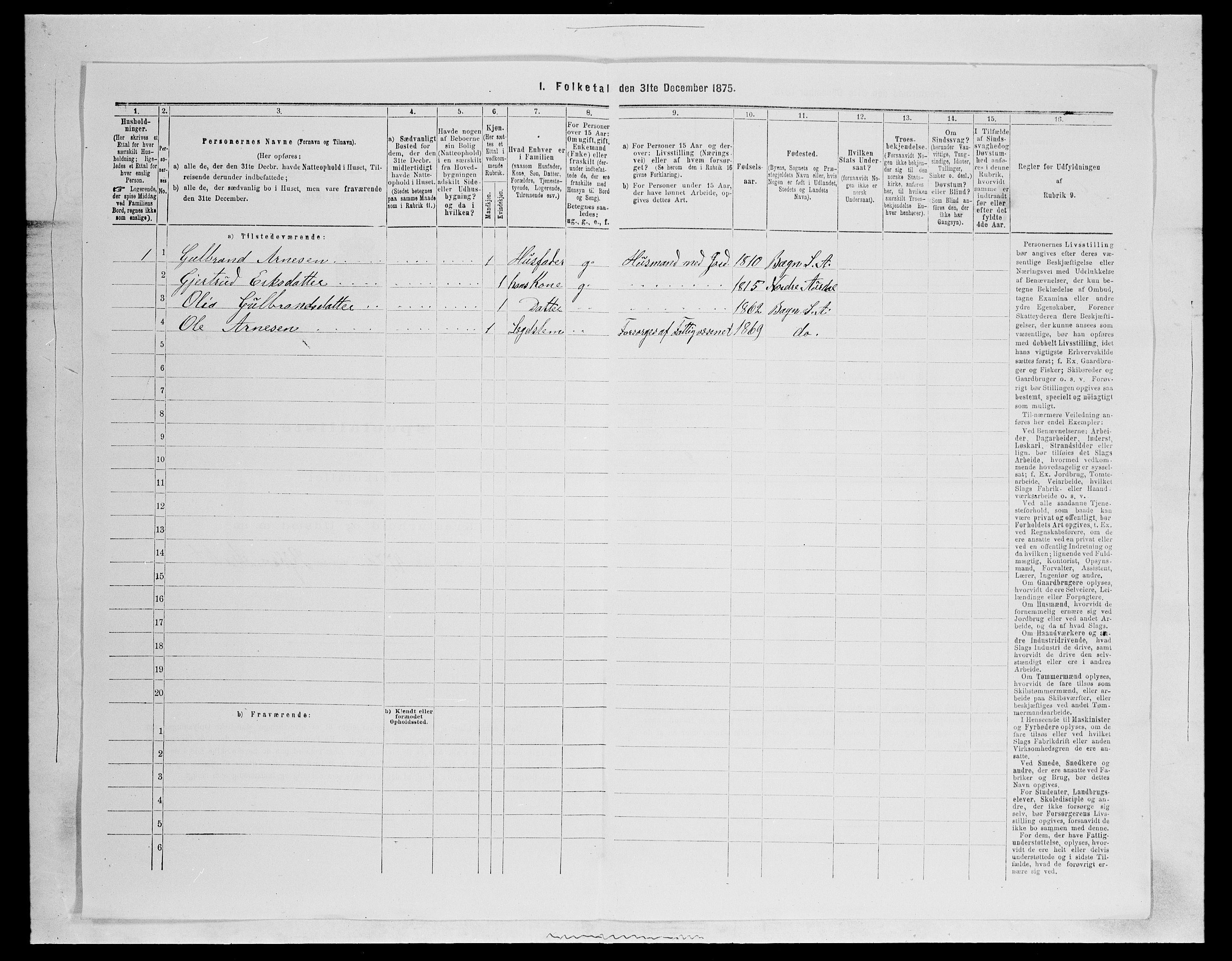 SAH, 1875 census for 0540P Sør-Aurdal, 1875, p. 729