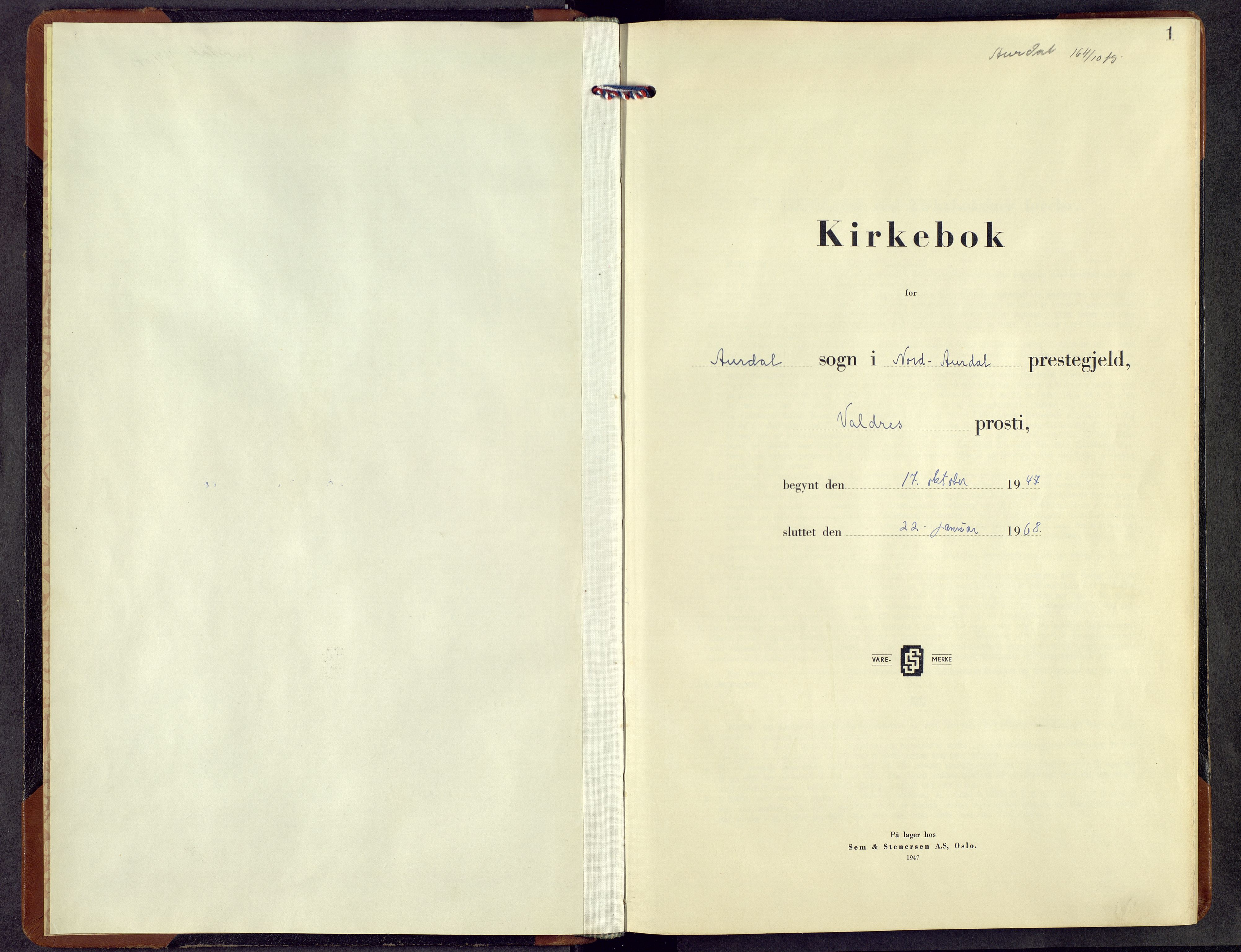 Nord-Aurdal prestekontor, AV/SAH-PREST-132/H/Ha/Hab/L0020: Parish register (copy) no. 20, 1947-1967, p. 0b-1a