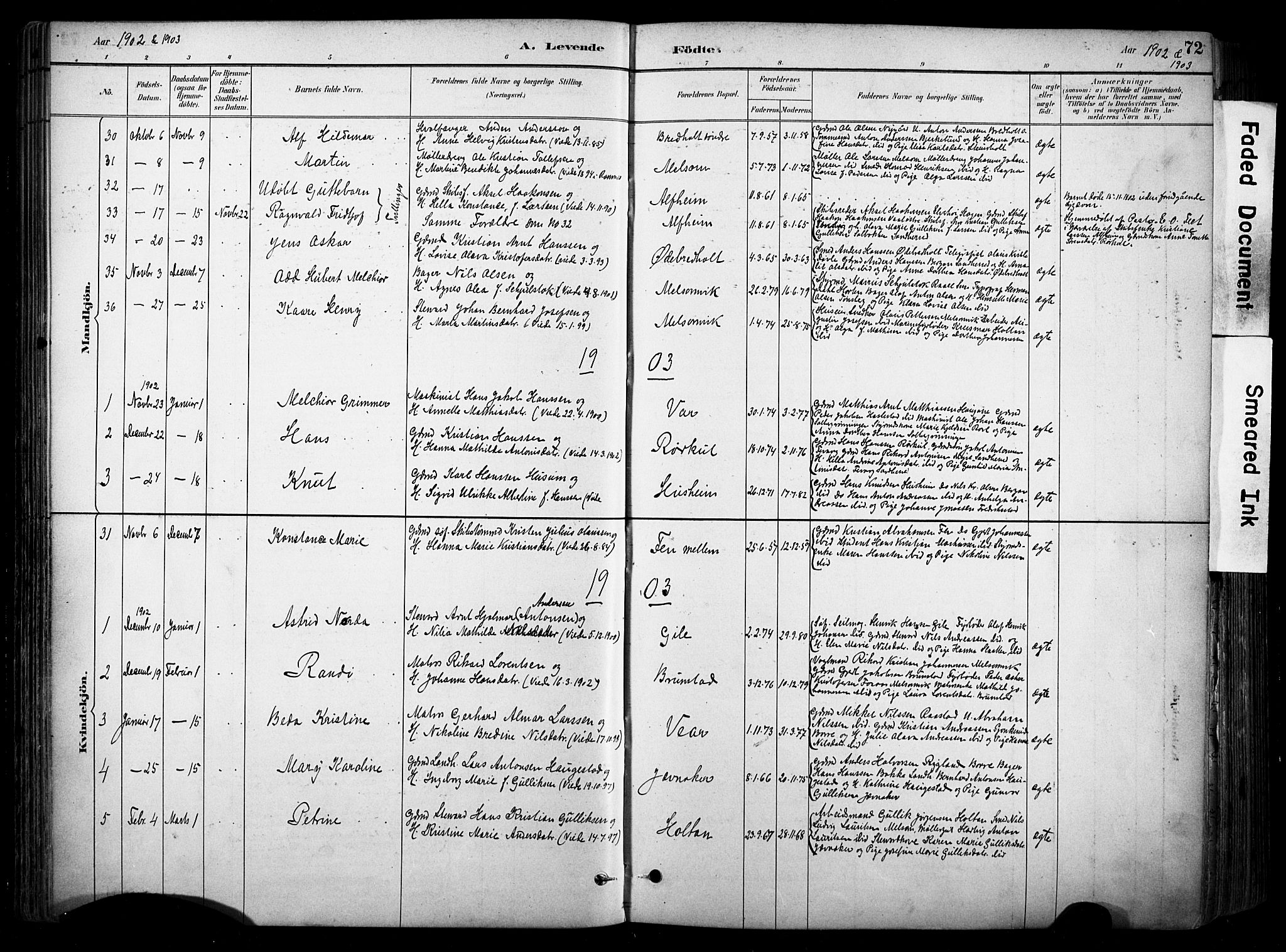 Stokke kirkebøker, SAKO/A-320/F/Fa/L0010: Parish register (official) no. I 10, 1884-1903, p. 72