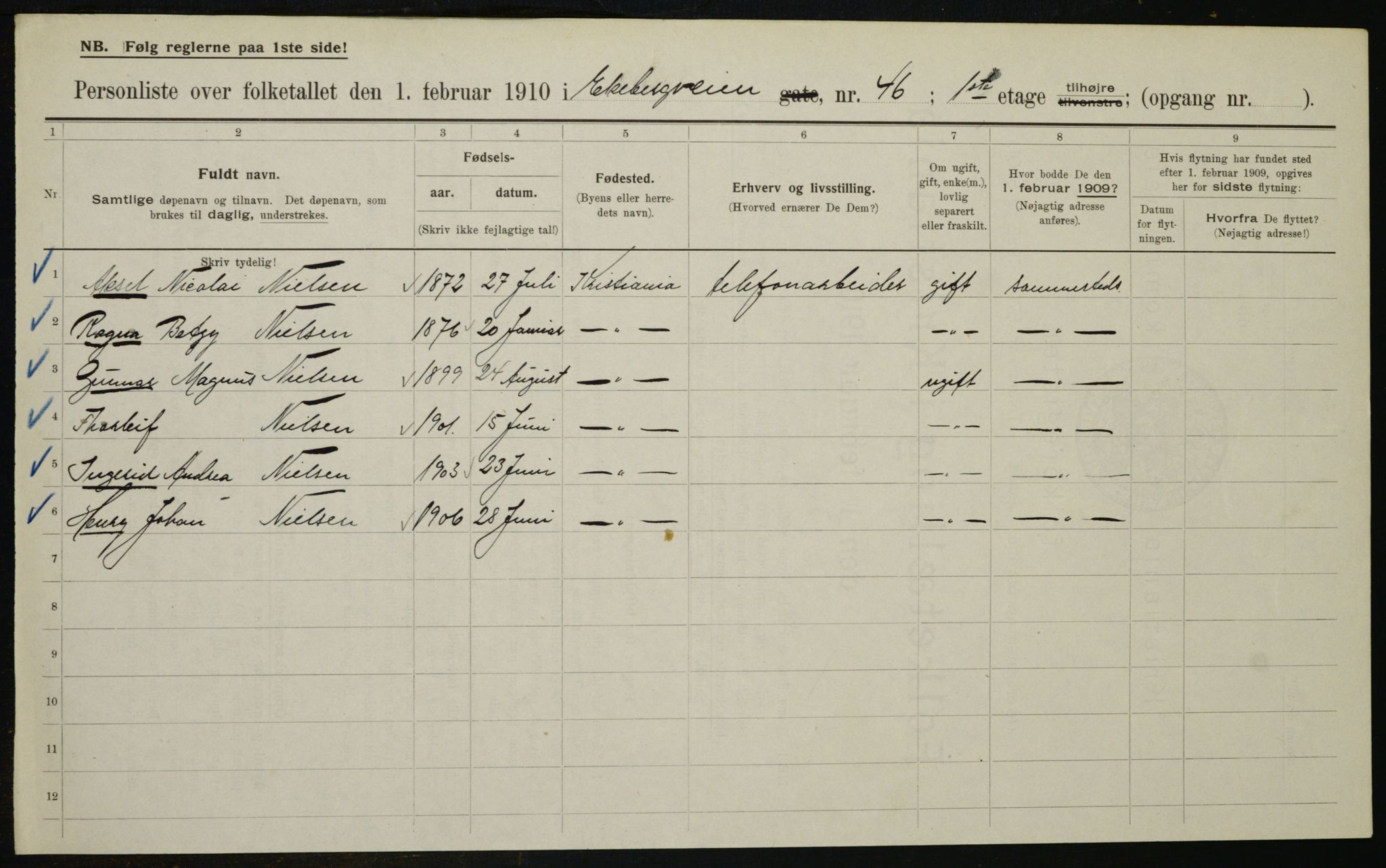 OBA, Municipal Census 1910 for Kristiania, 1910, p. 18683