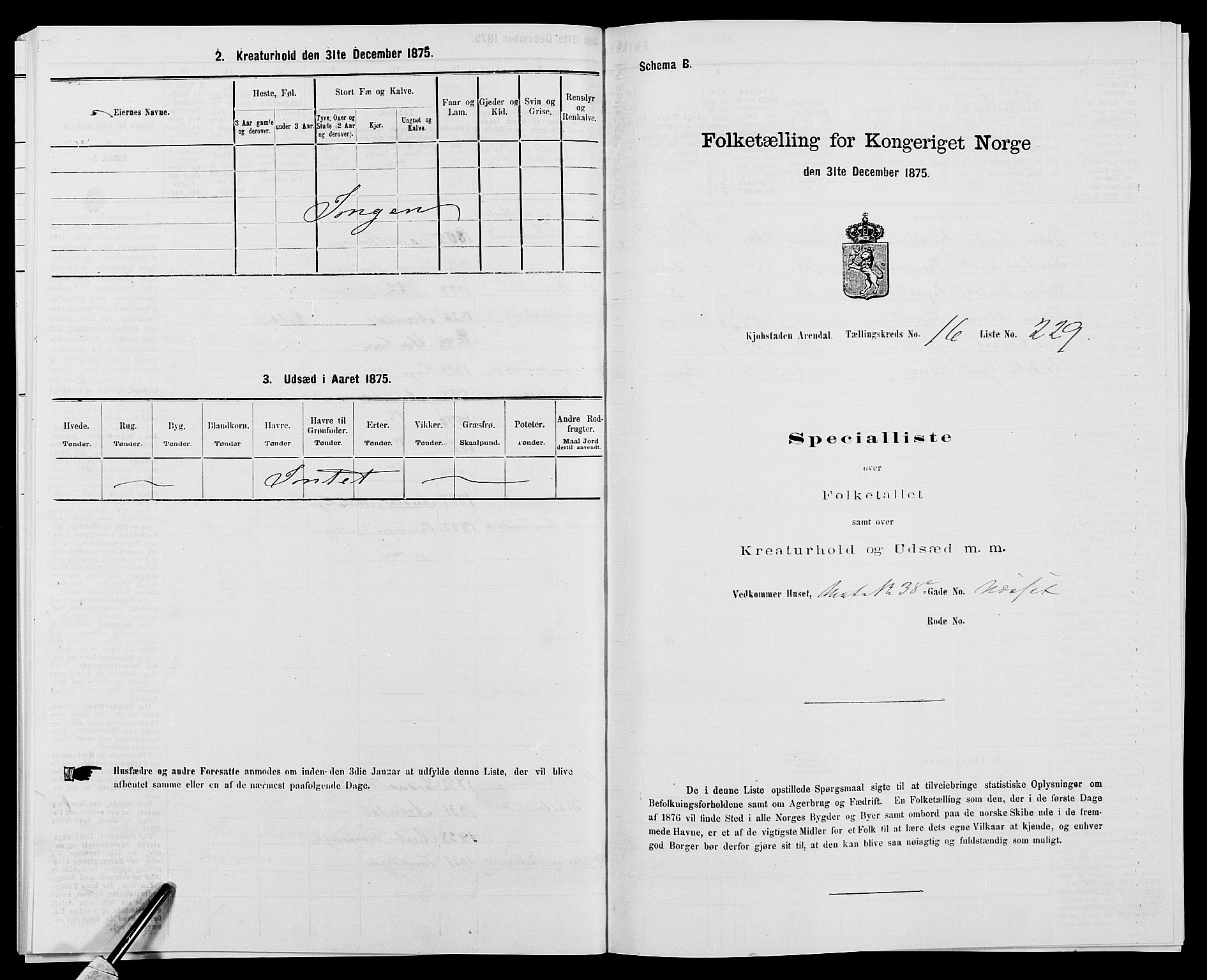 SAK, 1875 census for 0903P Arendal, 1875, p. 531