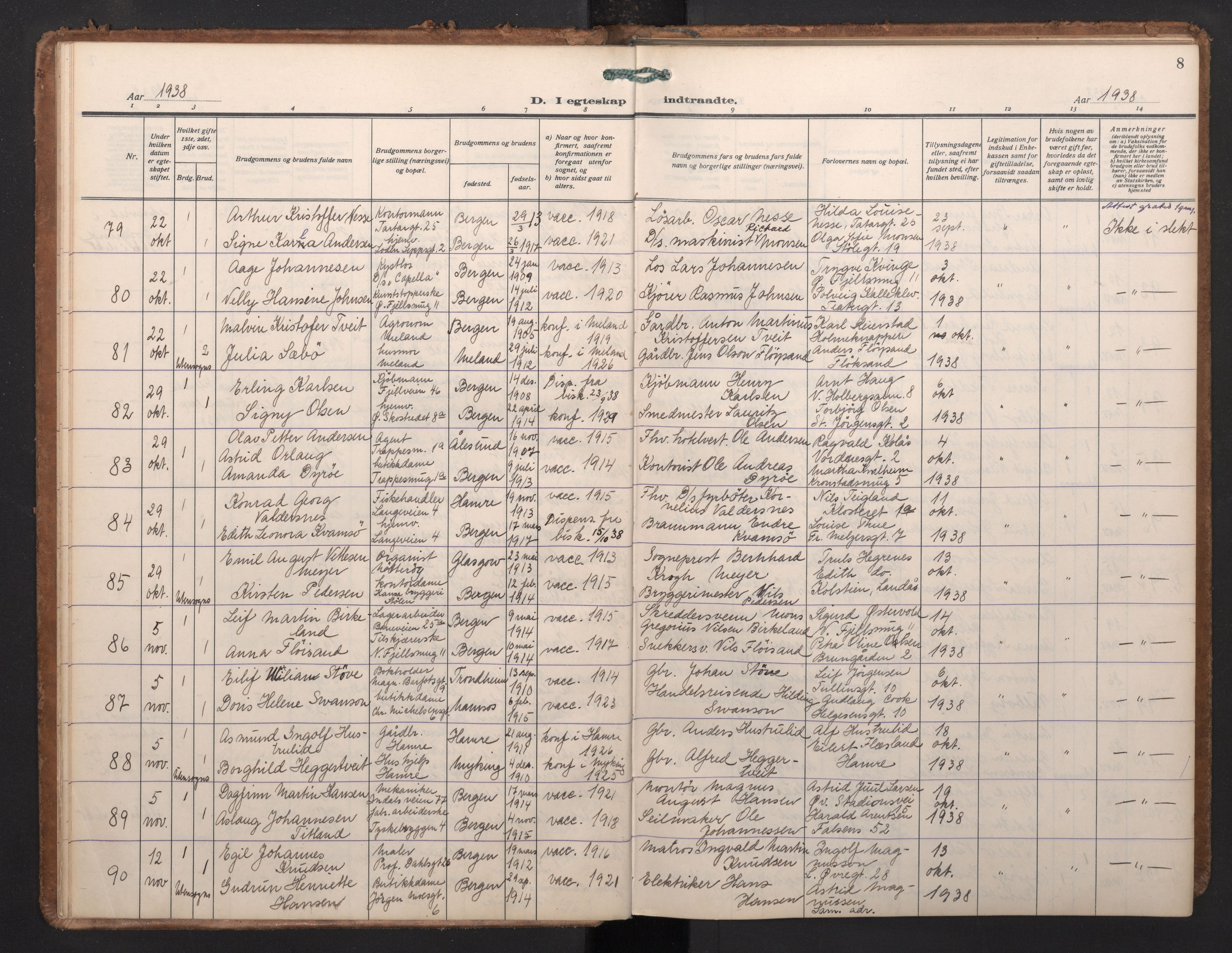 Korskirken sokneprestembete, AV/SAB-A-76101/H/Haa/L0040: Parish register (official) no. D 7, 1938-1952, p. 7b-8a