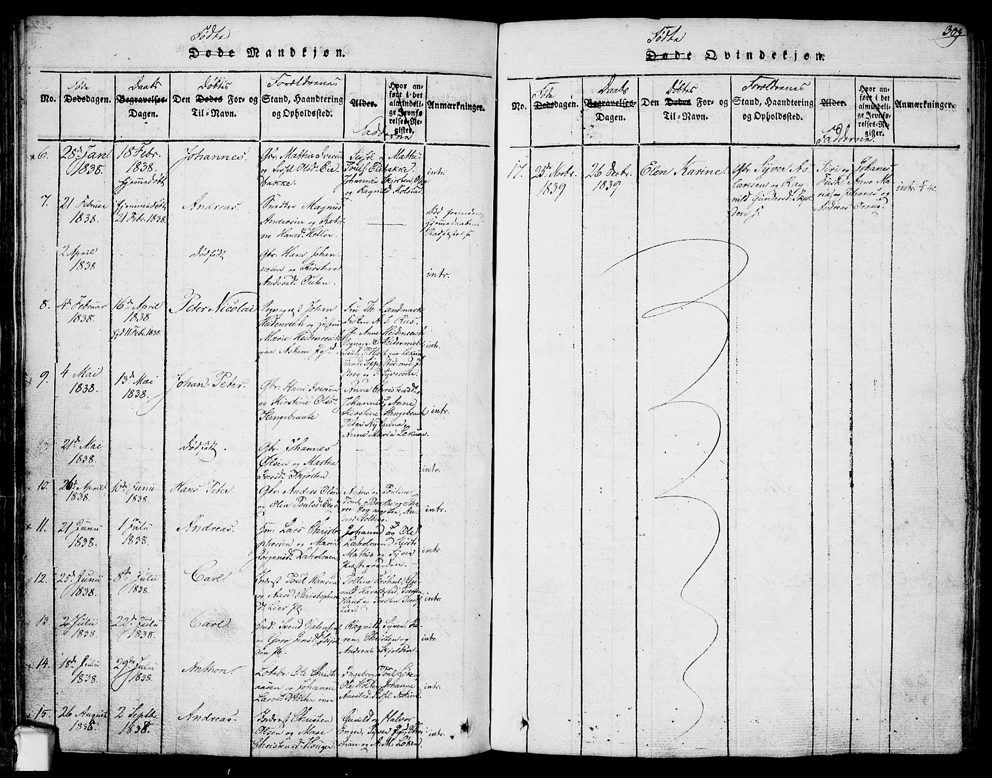 Askim prestekontor Kirkebøker, AV/SAO-A-10900/F/Fa/L0004: Parish register (official) no. 4, 1817-1846, p. 308-309