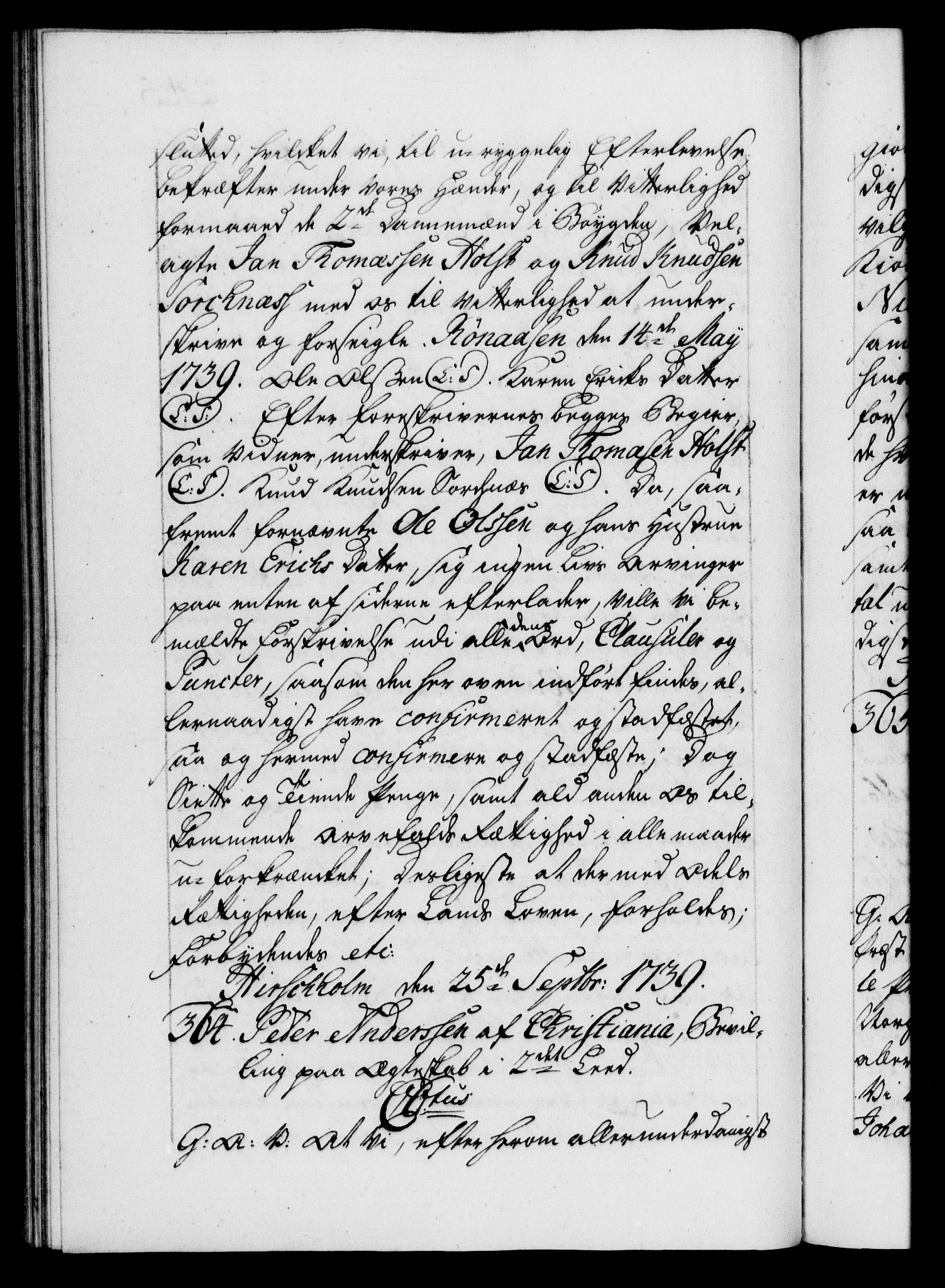 Danske Kanselli 1572-1799, AV/RA-EA-3023/F/Fc/Fca/Fcaa/L0031: Norske registre, 1739-1740, p. 245b