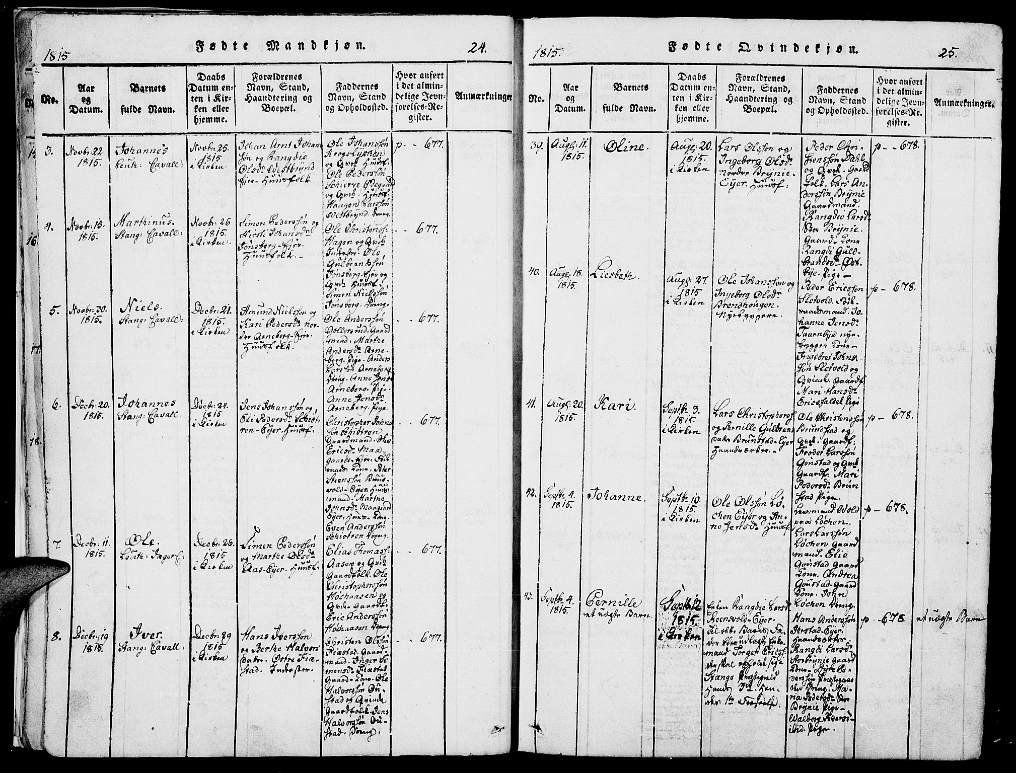 Romedal prestekontor, AV/SAH-PREST-004/K/L0002: Parish register (official) no. 2, 1814-1828, p. 24-25