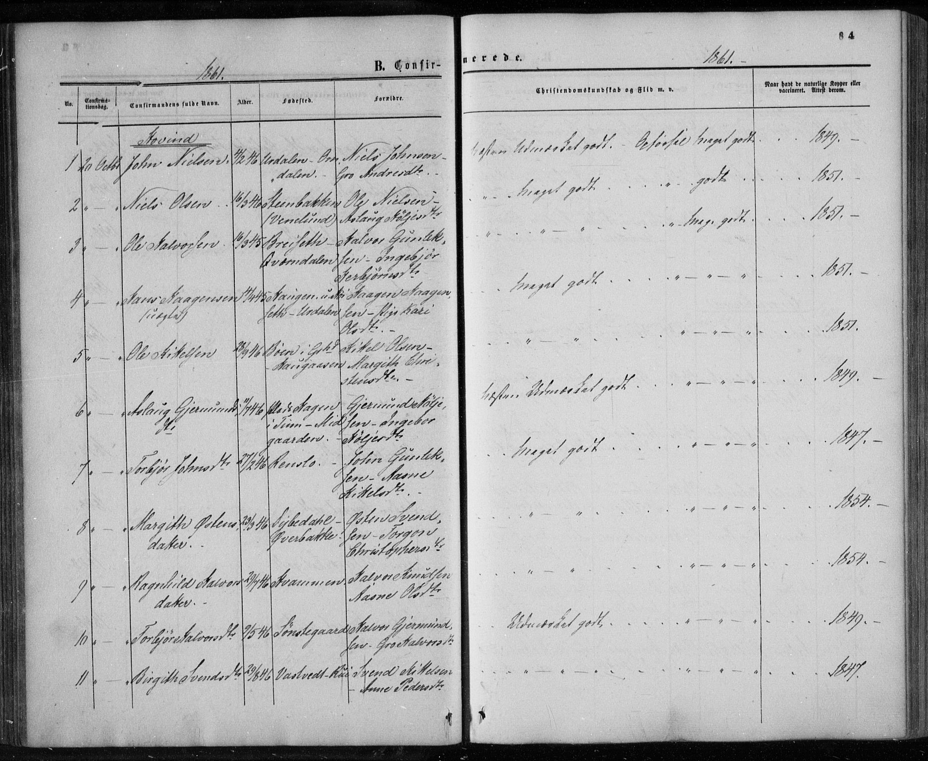 Gransherad kirkebøker, SAKO/A-267/F/Fa/L0003: Parish register (official) no. I 3, 1859-1870, p. 84