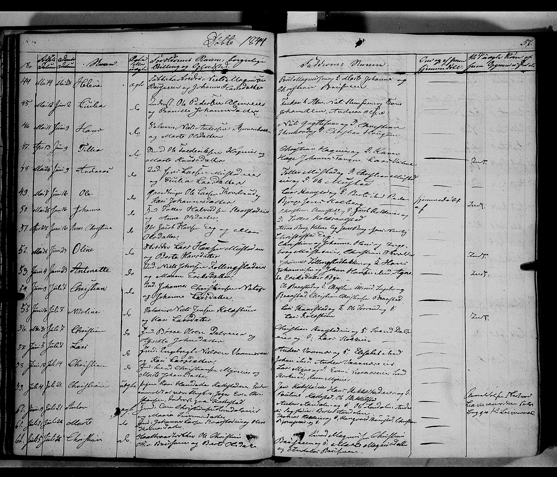 Vardal prestekontor, SAH/PREST-100/H/Ha/Haa/L0005: Parish register (official) no. 5, 1831-1853, p. 57